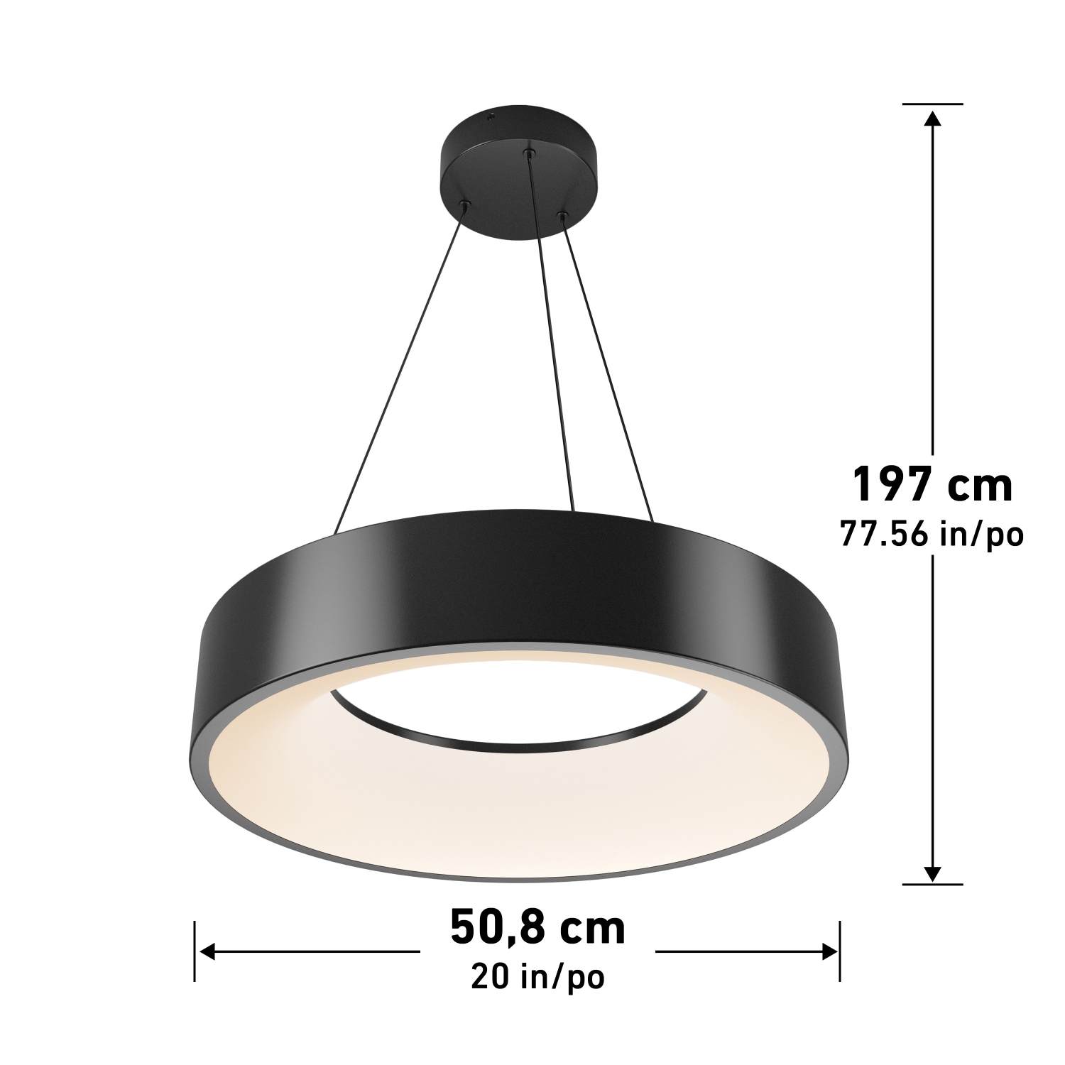 Artika Aiden Modern Pendant Light Fixture, Black