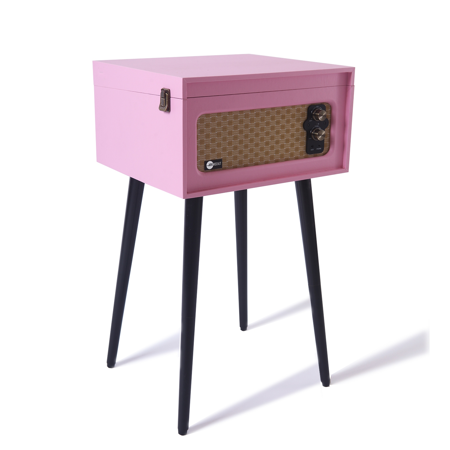 Arkrocket Discovery Bluetooth Record Player Stand with 3-Speed Turntable-Pink