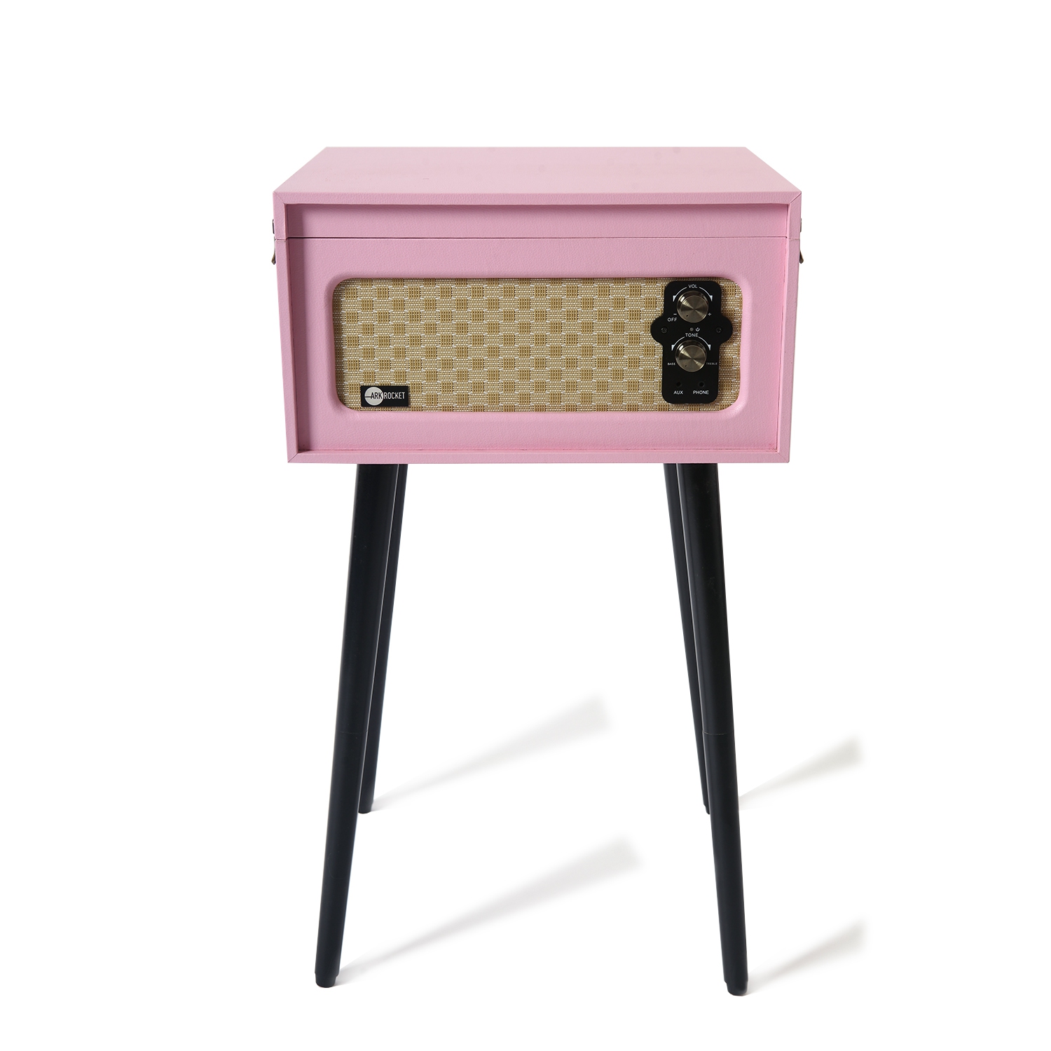 Arkrocket Discovery Bluetooth Record Player Stand with 3-Speed Turntable-Pink