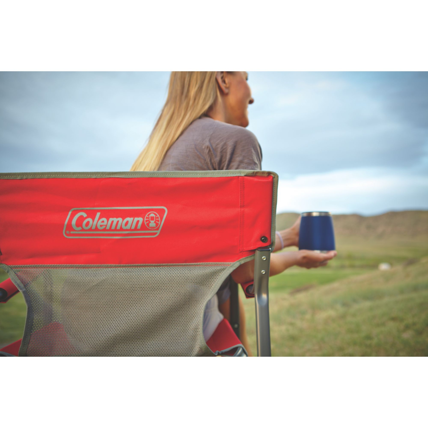 Coleman - Camping Chair, Steel Frame, Maximum Capacity 300 lbs, Red