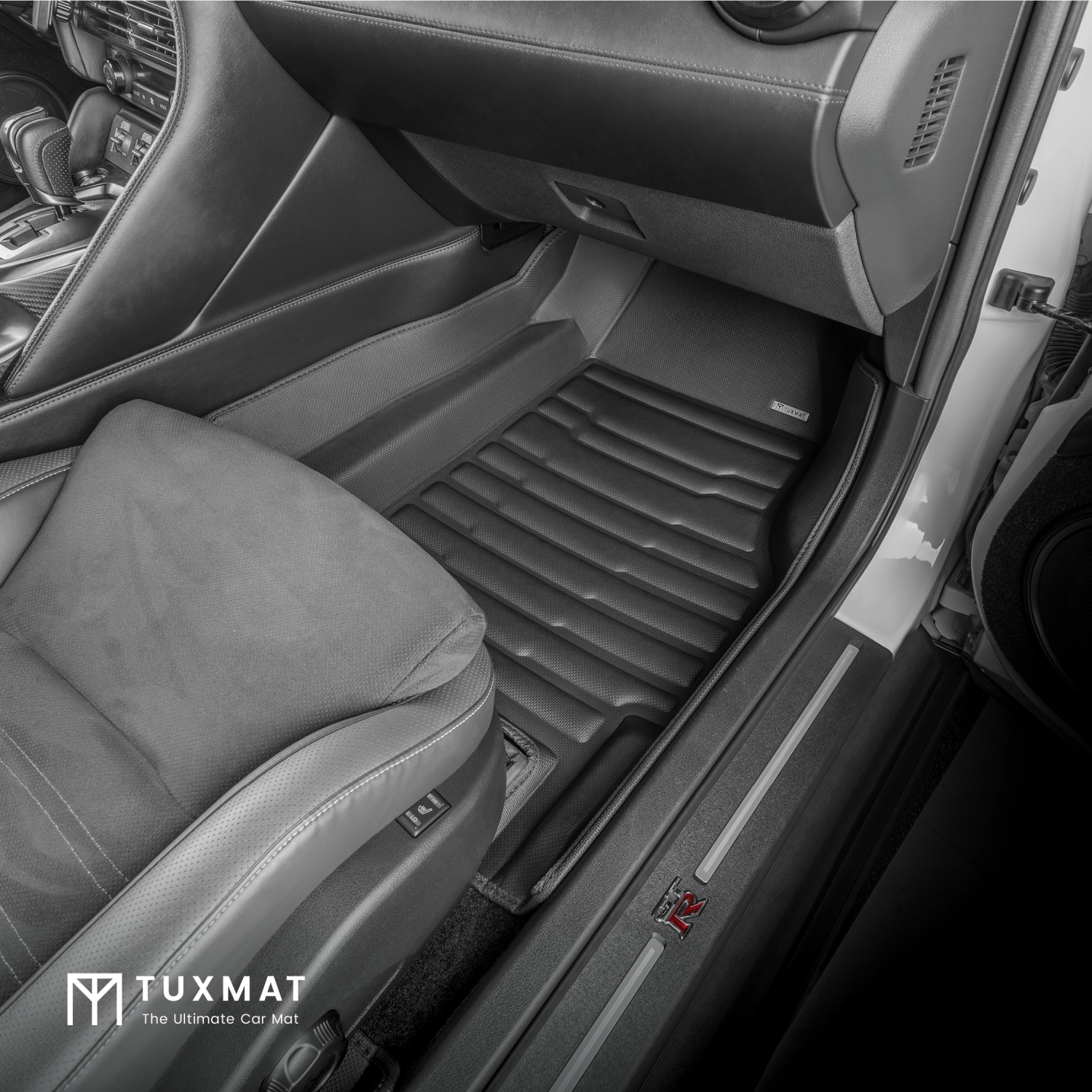 TuxMat - for Nissan GTR 2008-2024 Models - Custom Car Mats - Maximum Coverage, All Weather, Laser Measured - This Full Set Includes 1st and 2nd Rows