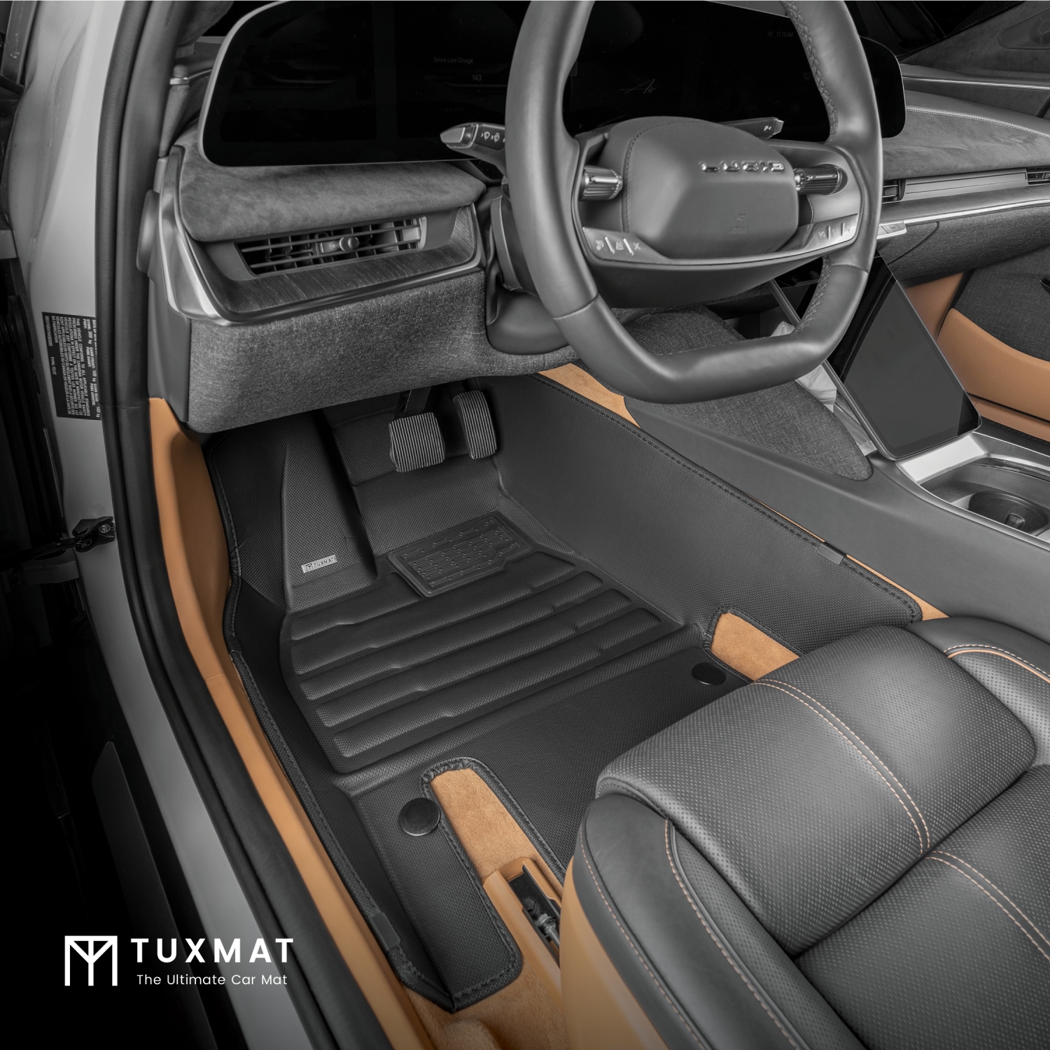 TuxMat - for Lucid Air Grand Touring/Sapphire 2022-2024 Models - Custom Car Mats - Maximum Coverage, All Weather, Laser Measured - This Full Set