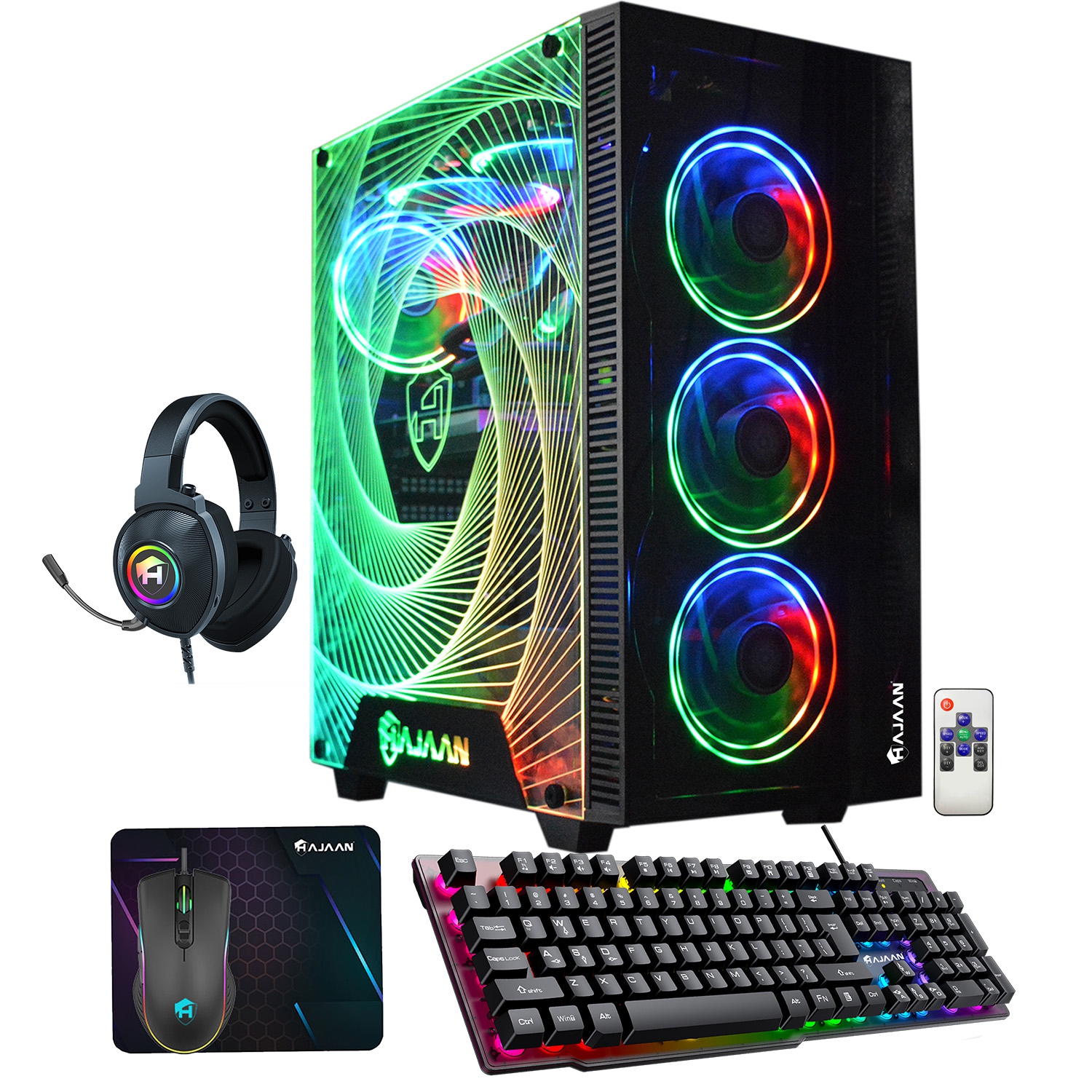 HAJAAN CYCLONIA Gaming Tower PC - Liquid Cooled - Intel Core i7 10700F - GeForce RTX 3060 12GB GDDR6 - 32GB DDR4 - 1TB SSD - 4TB HDD - AC Wi-Fi - Windows 11 Pro