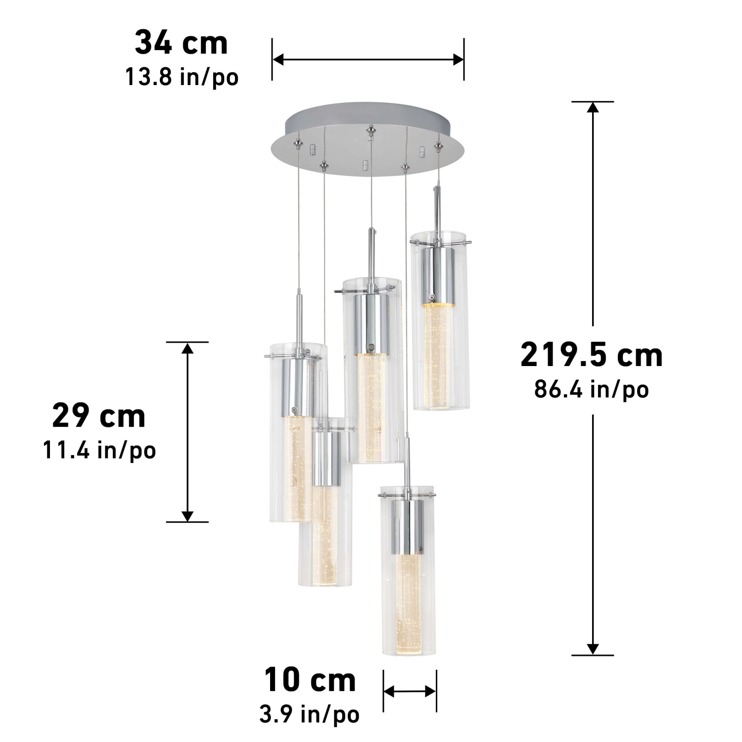 Luminaire suspendu moderne Artika Essence, chrome