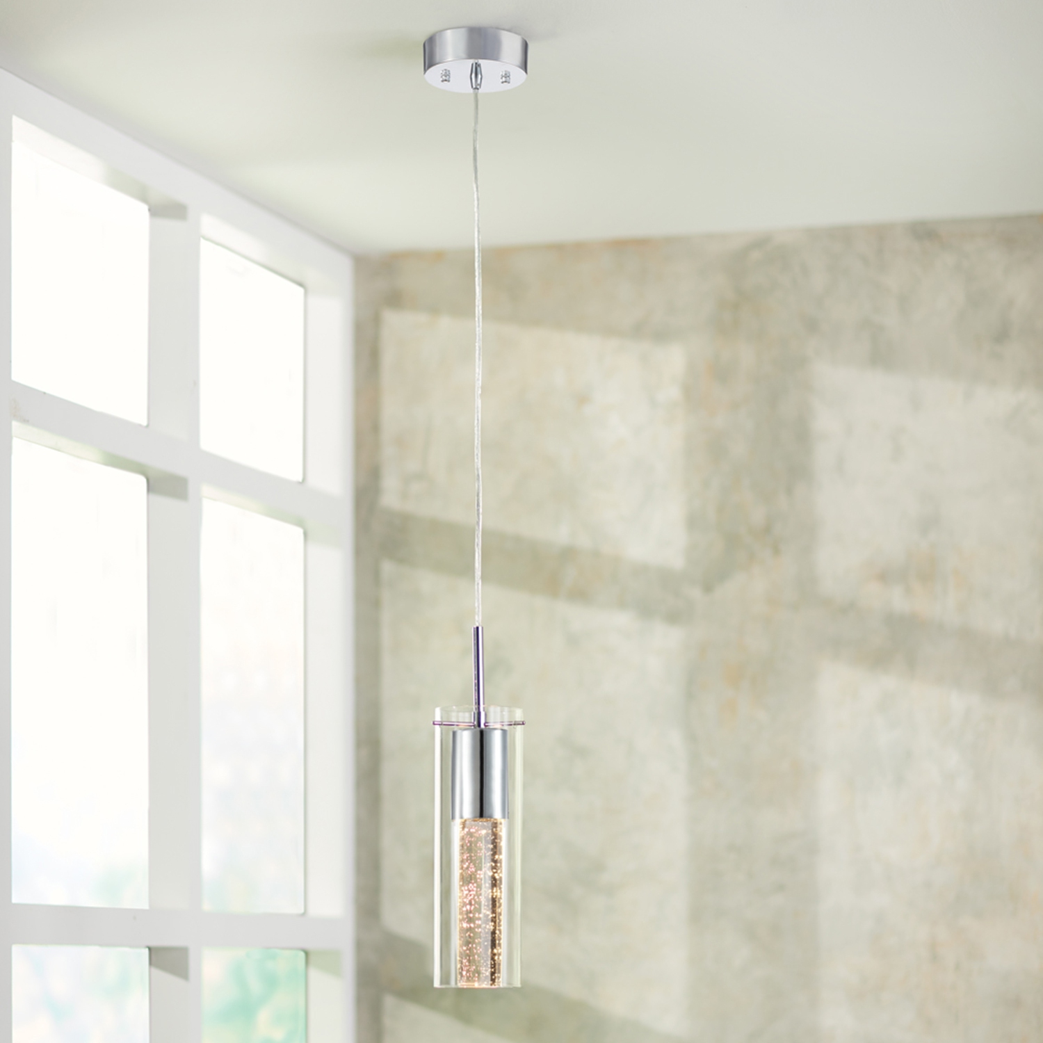 Artika – Luminaire suspendu moderne Bubble Flow, chrome