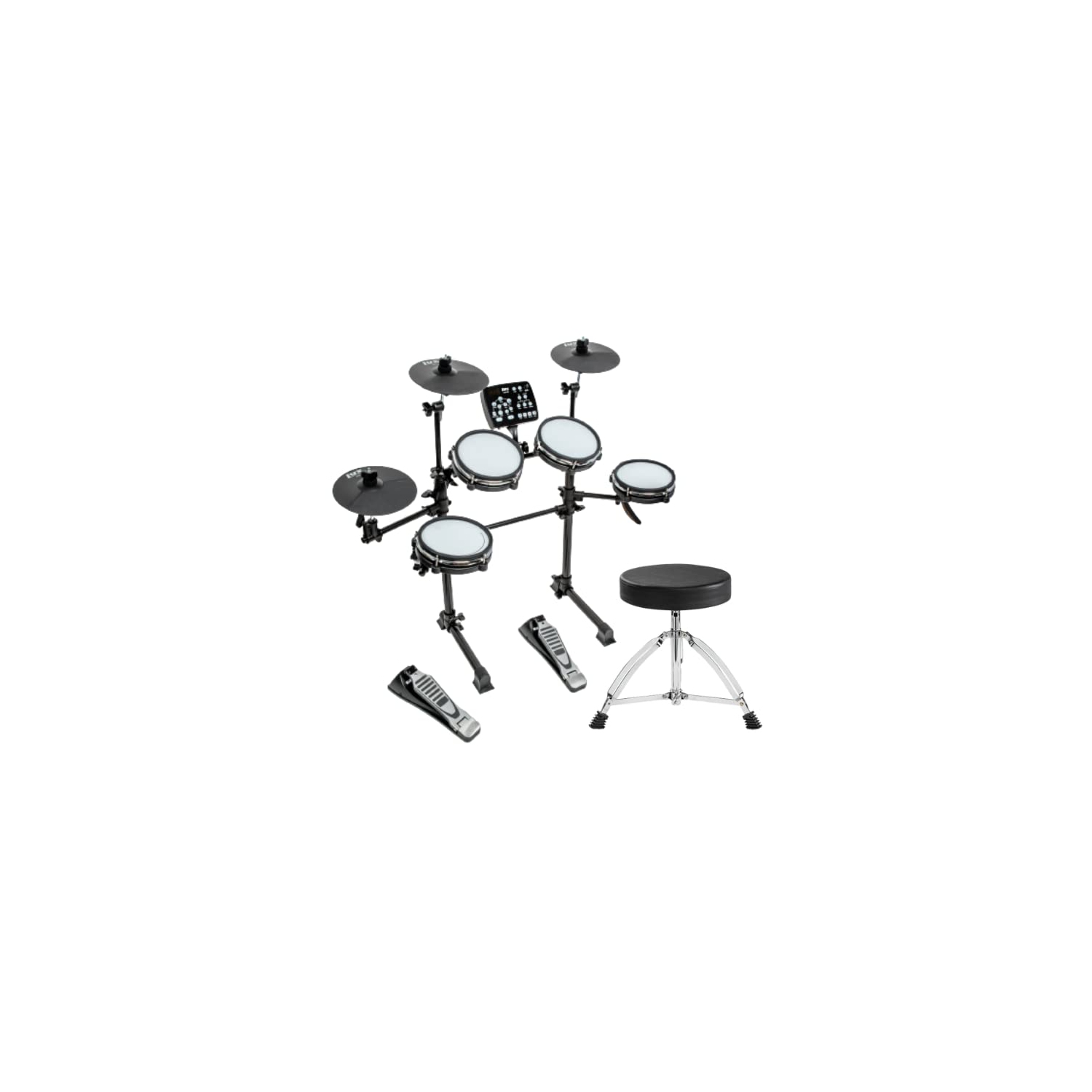 LyxJam 7-Piece Electronic Drum Set, Adult Professional Electric Drum Set with Drum Sticks and Throne