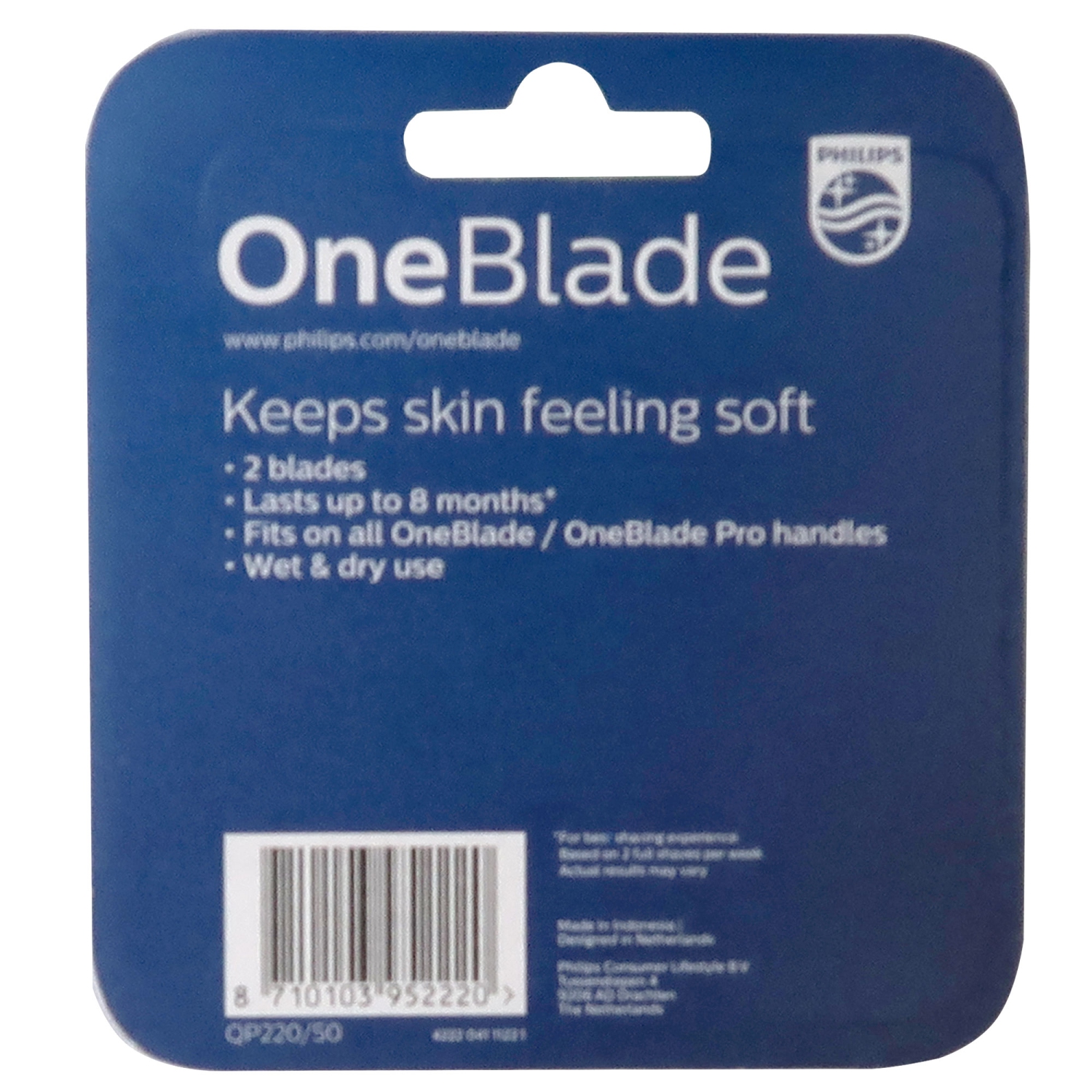 OneBlade 2-pack recyclable replacement shaver blades QP220/50