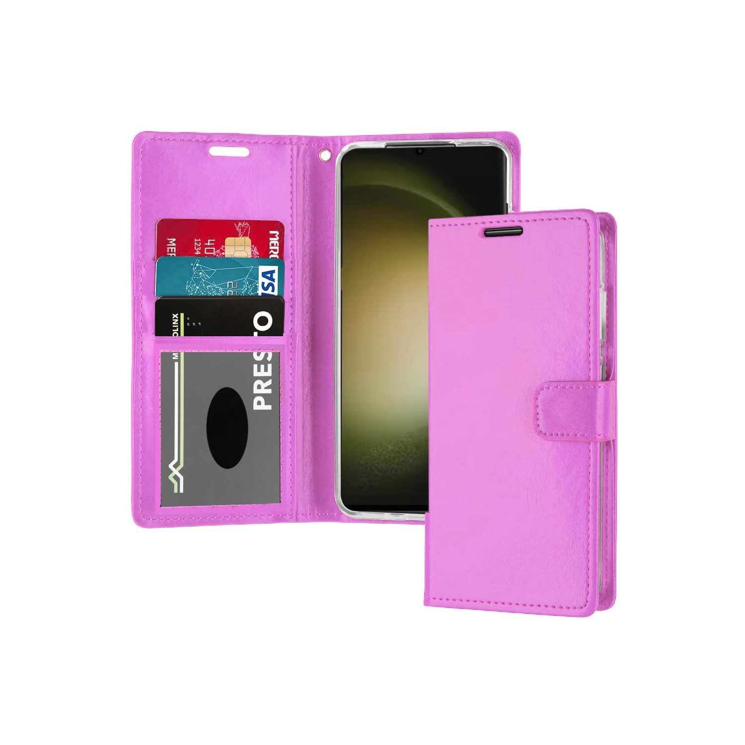 XCRS Folio Magnetic Wallet Cover, PU Leather Pouch with Card Slot and Stand Case for Samsung Galaxy S23 2023