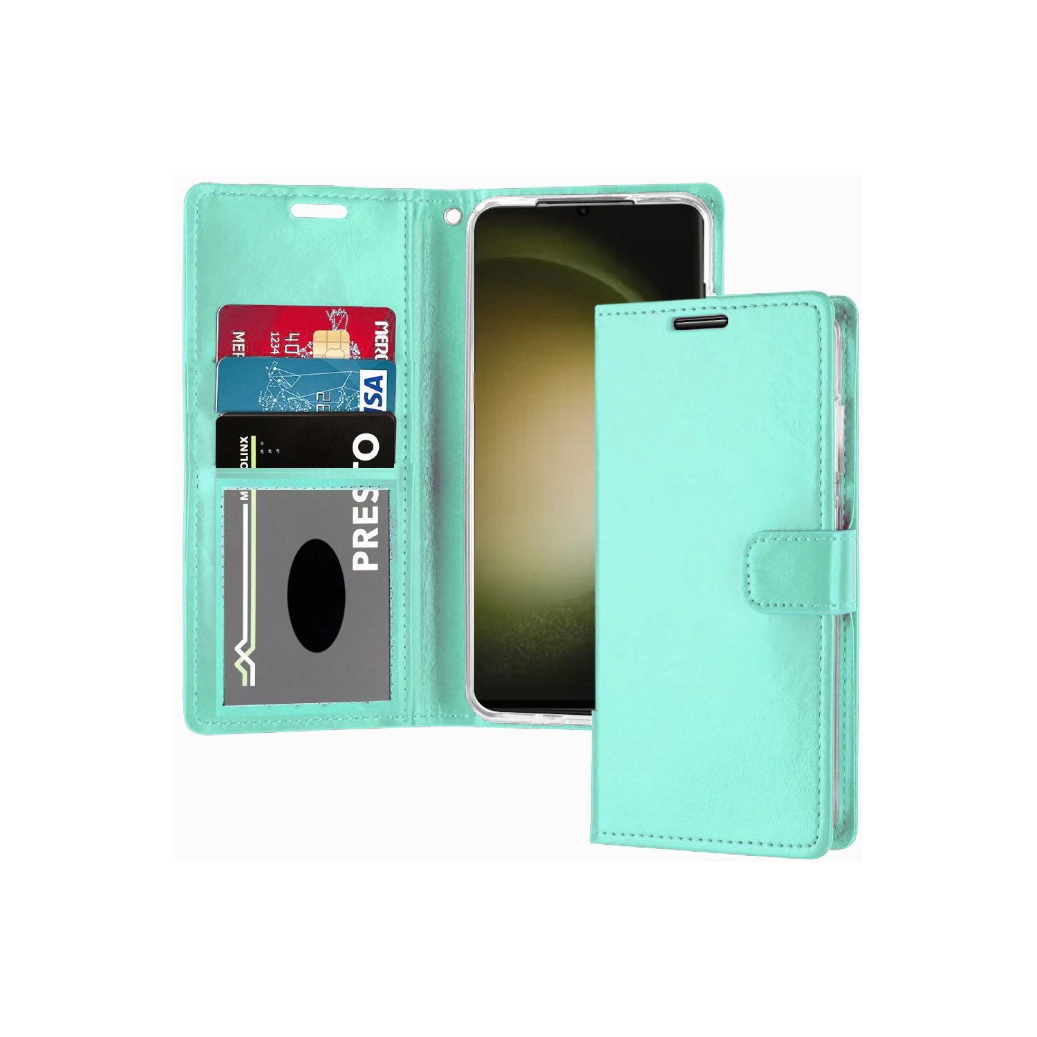 XCRS Folio Magnetic Wallet Cover, PU Leather Pouch with Card Slot and Stand Case for Samsung Galaxy S23 2023