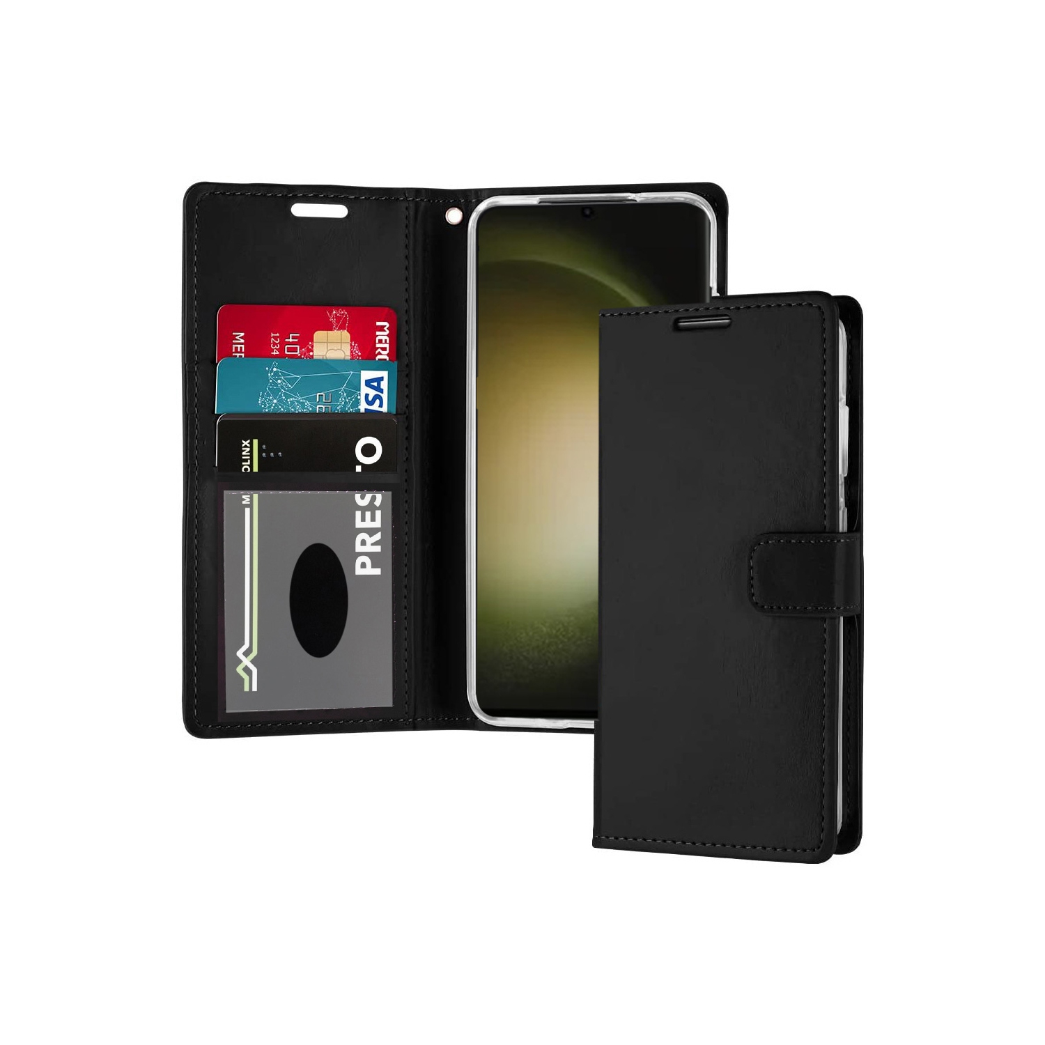 XCRS Folio Magnetic Wallet Cover, PU Leather Pouch with Card Slot and Stand Case for Samsung Galaxy S23 2023