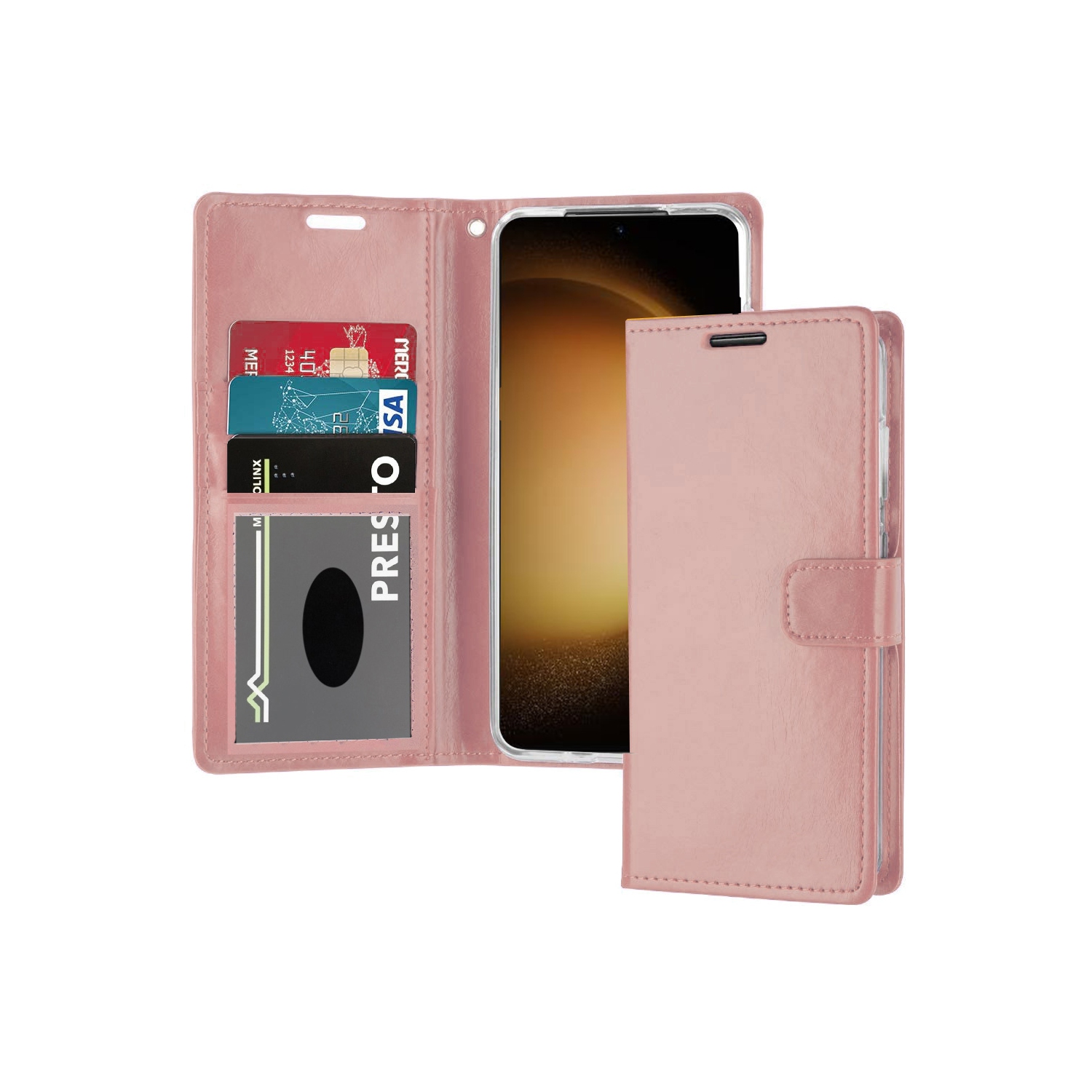 XCRS Folio Magnetic Wallet Cover, PU Leather Pouch with Card Slot and Stand Case for Samsung Galaxy S23 Ultra 2023