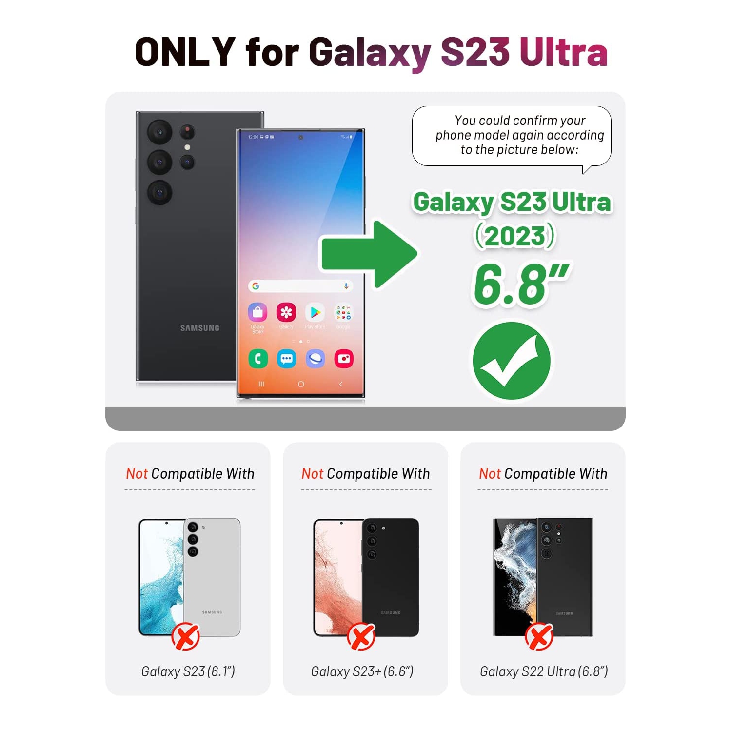 XCRS Folio Magnetic Wallet Cover, PU Leather Pouch with Card Slot and Stand Case for Samsung Galaxy S23 Ultra 2023