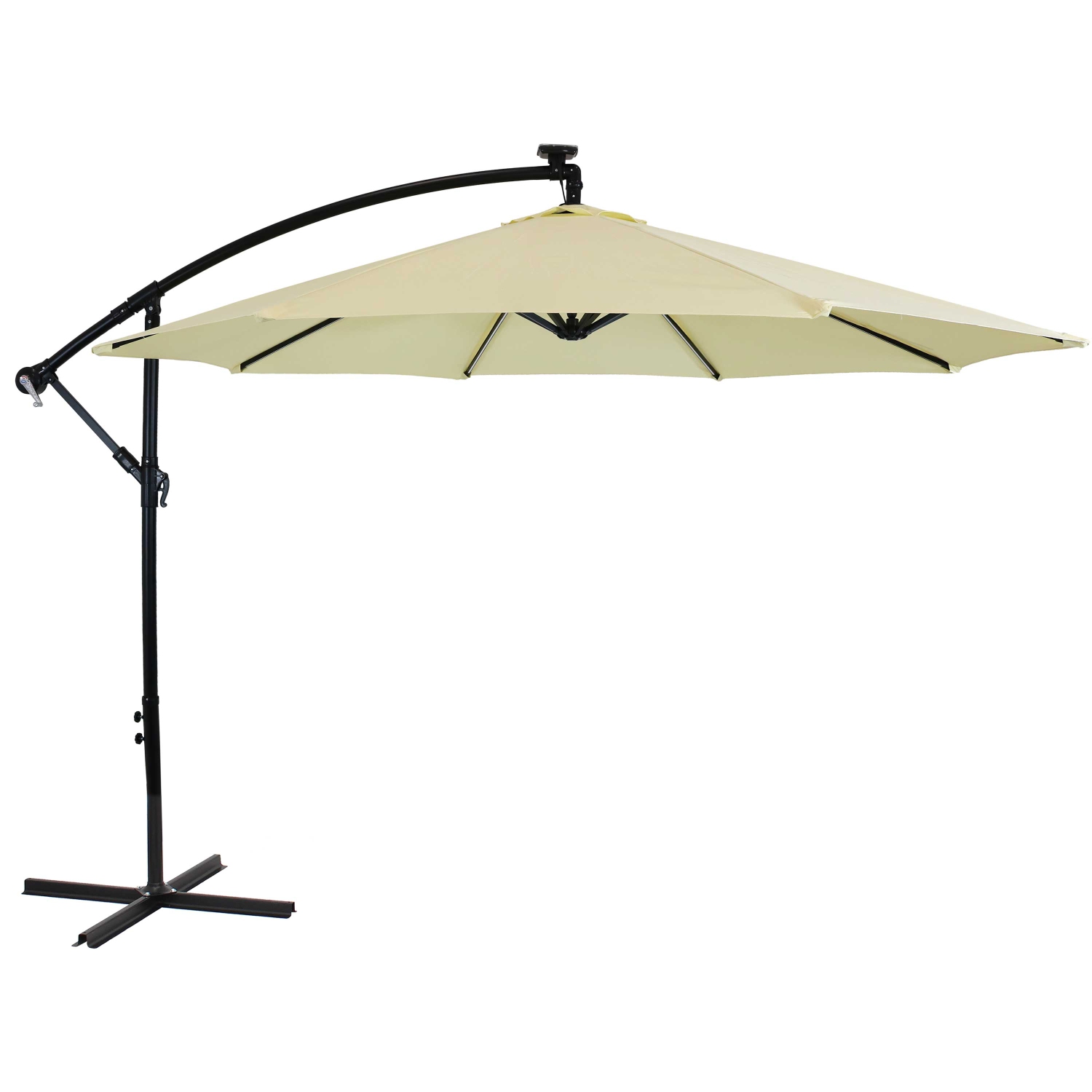 Sunnydaze 9.5 ft Solar Cantilever Offset Patio Umbrella - Pale Buttercup