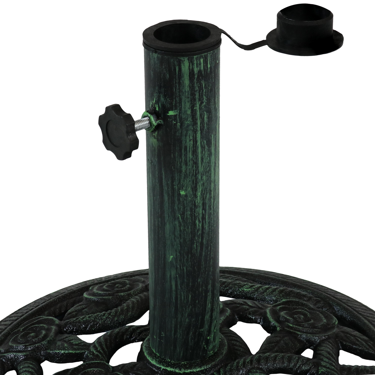 Sunnydaze 16 in Rose Blossom Cast Iron Round Patio Umbrella Base - Green