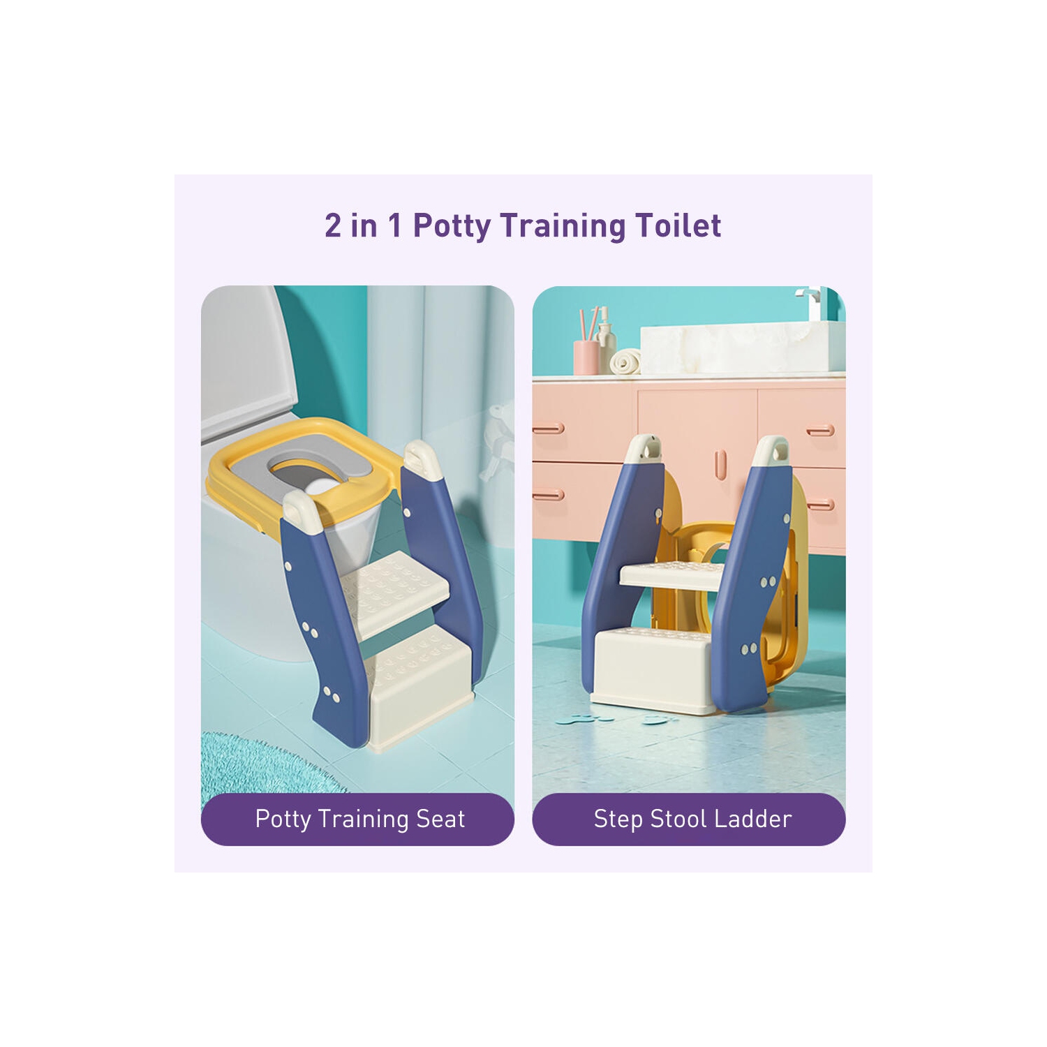 Potty Training Seat Toilet Chair with Step Stool Ladder for Kids Boys Girls Toddlers
