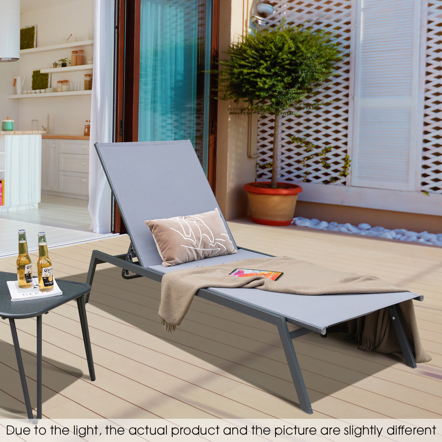 Costway 2PCS Patio Lounge Chair Chaise Recliner 6-Position Adjustable Back Garden Deck