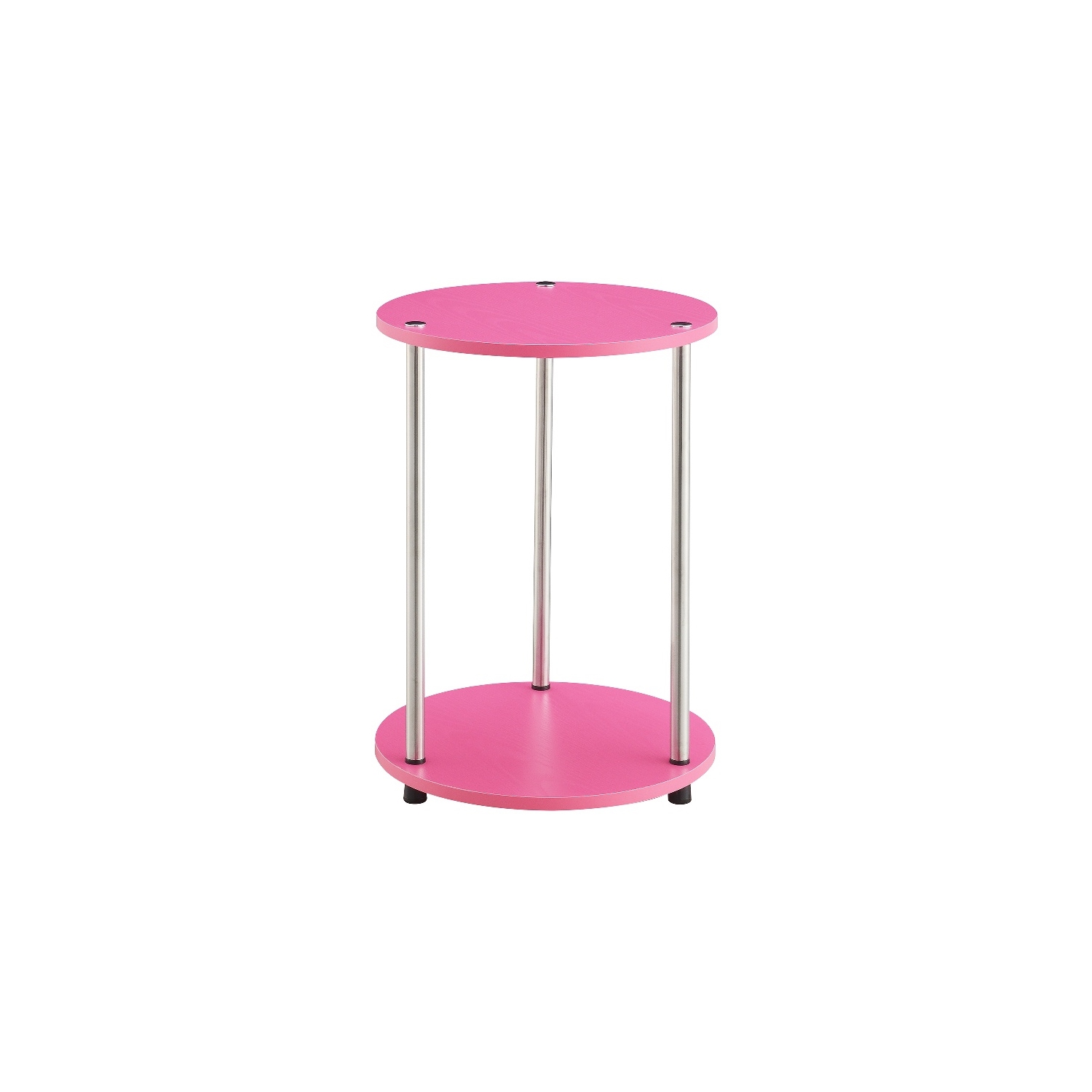 Designs2Go No-Tools Two-Tier Round End Table in Pink Wood Finish