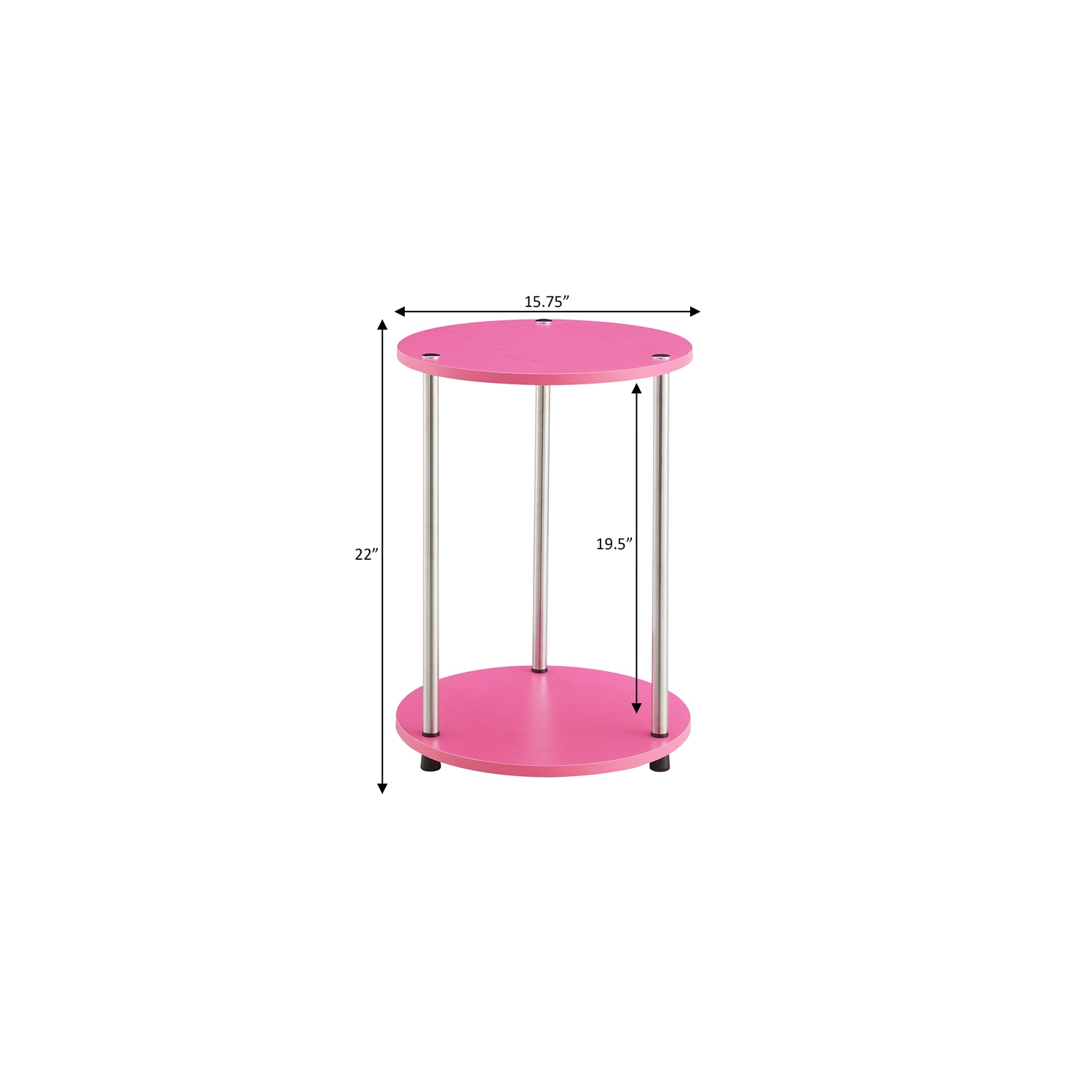 Designs2Go No-Tools Two-Tier Round End Table in Pink Wood Finish