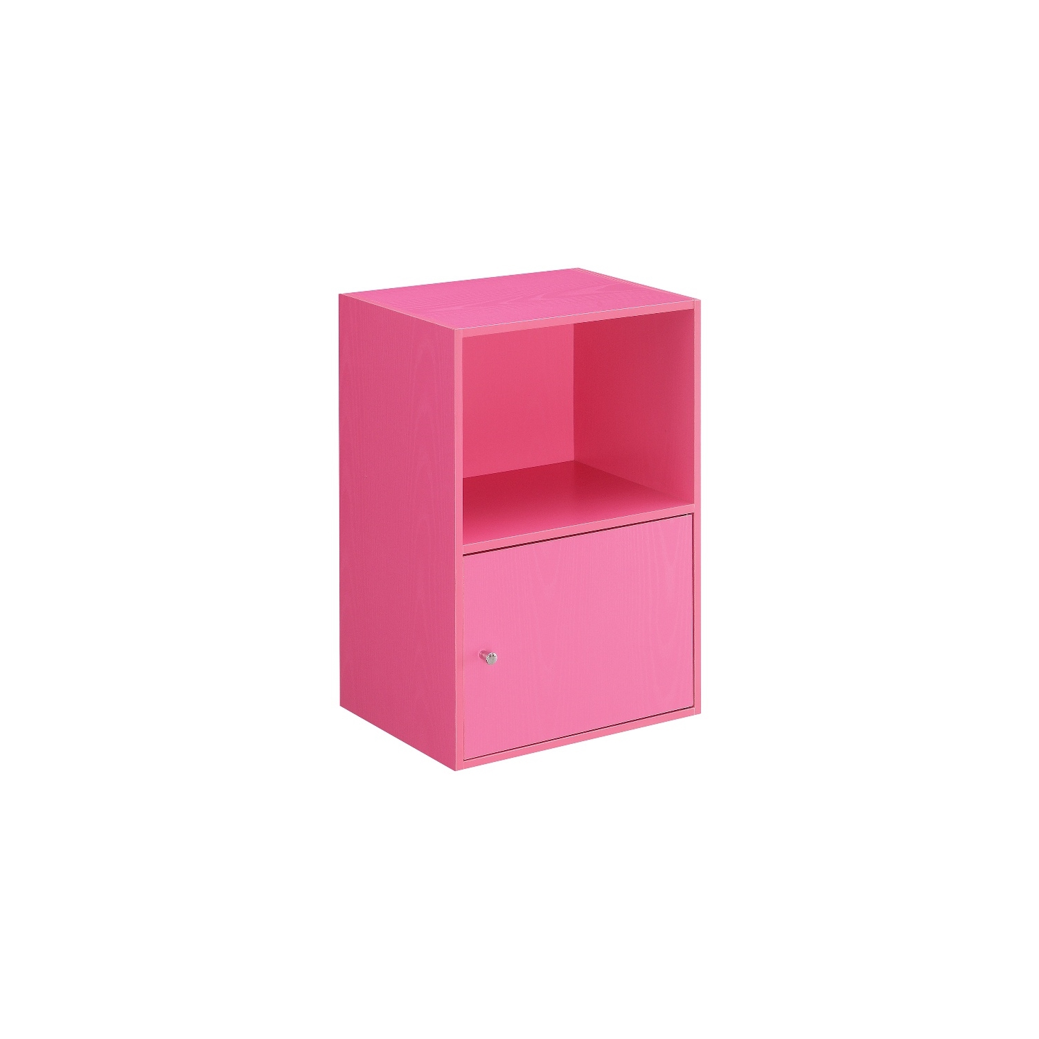 Xtra Storage One-Door Cabinet with Shelf in Pink Wood Finish