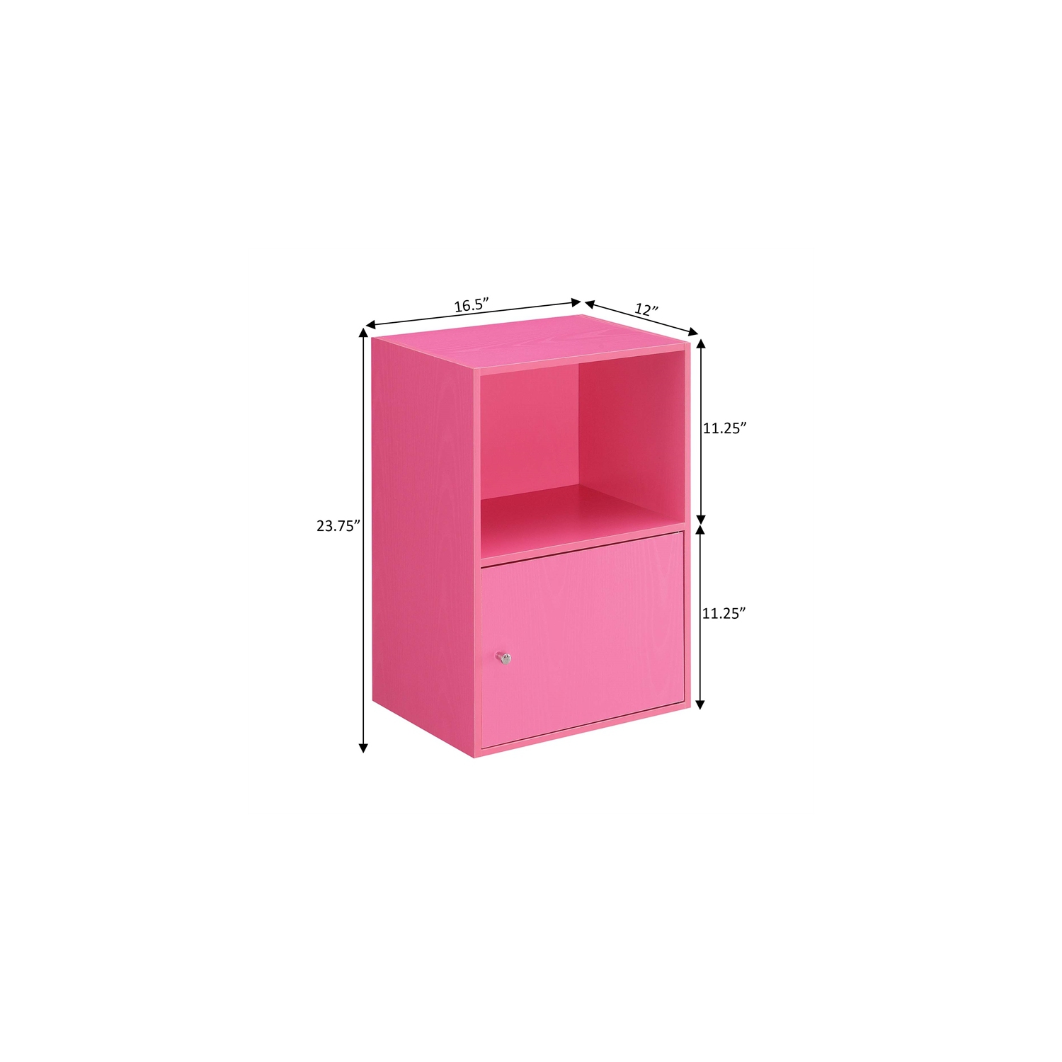 Xtra Storage Three-Door Cabinet with Shelf in Pink Wood Finish