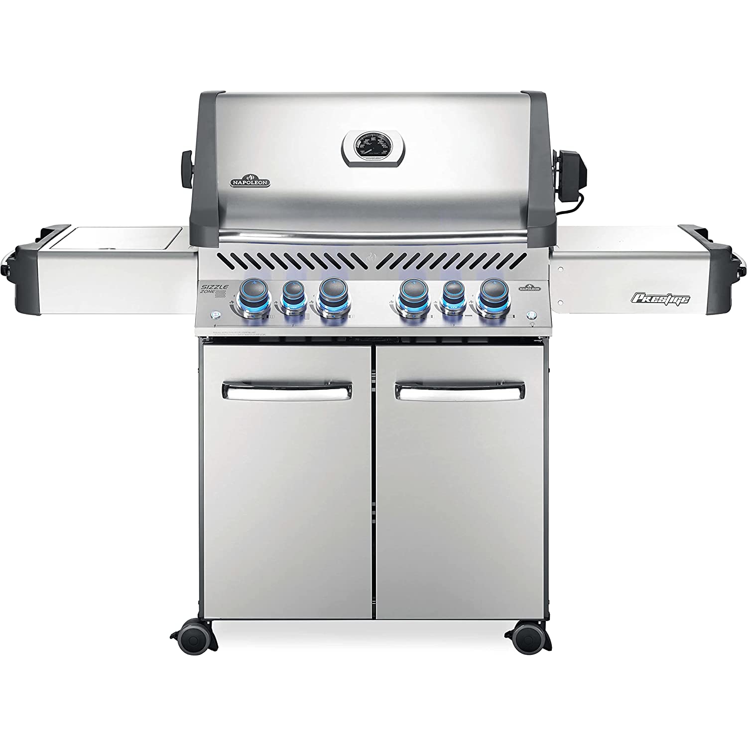 Napoleon Prestige 500 BBQ Grill, Stainless Steel, Propane Gas - P500RSIBPSS-3 With Infrared Rear And Side Burner, Premium Barbecue Gas Cart For