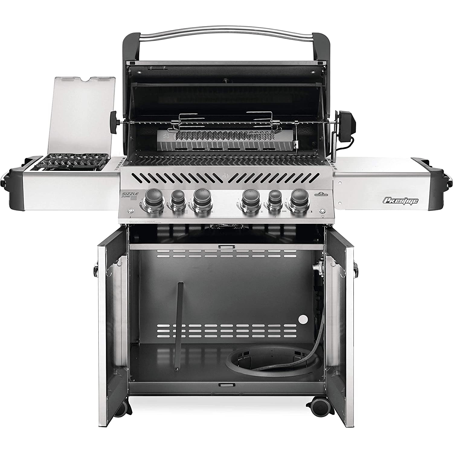 Napoleon Prestige 500 BBQ Grill, Stainless Steel, Propane Gas - P500RSIBPSS-3 With Infrared Rear And Side Burner, Premium Barbecue Gas Cart For