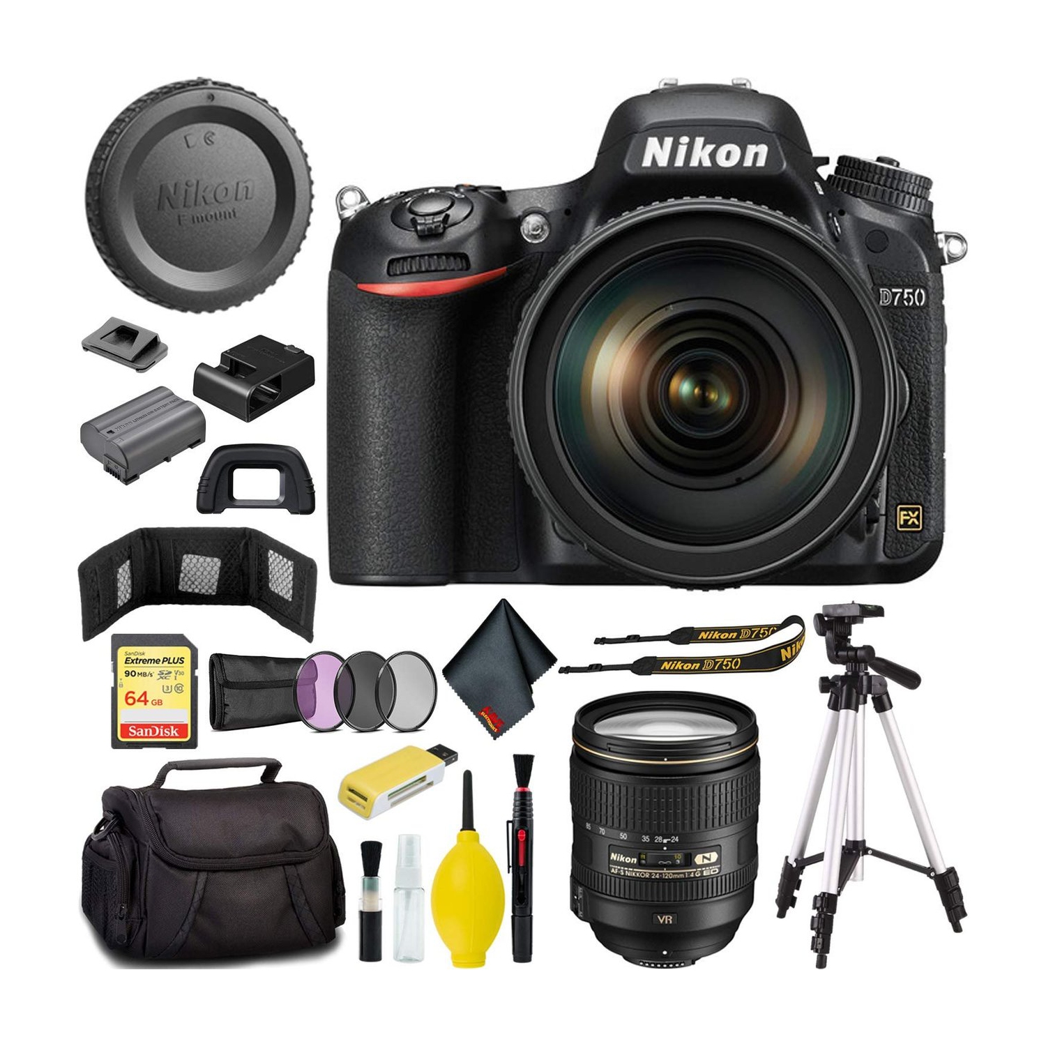 Nikon D750 DSLR Camera with 24-120mm Lens Pro Bundle