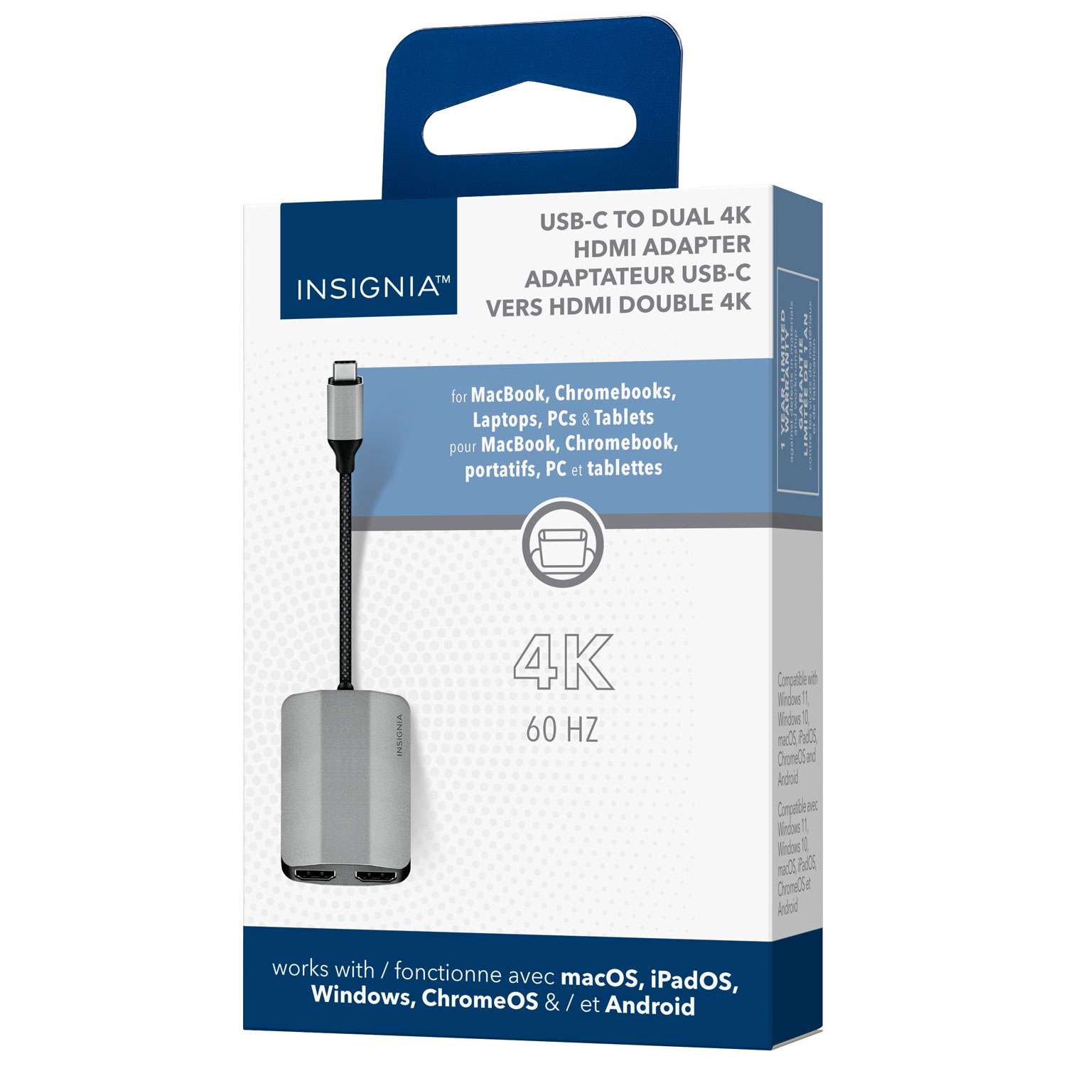 Adaptateur USB-C à HDMI double avec prise en charge 4K d'Insignia