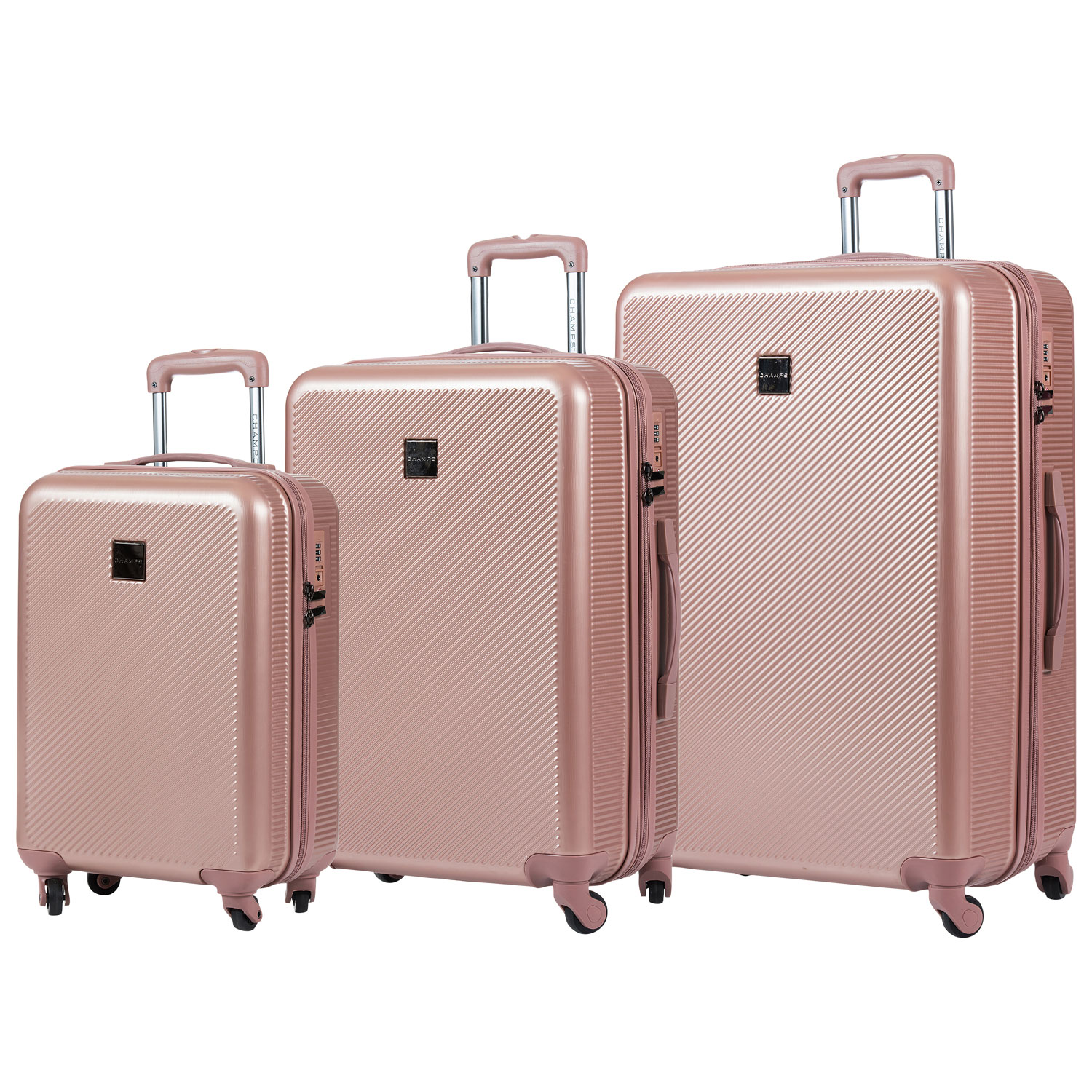 Champs Iconic Collection 3-Piece Hard Side Expandable Luggage Set - Rose Pink