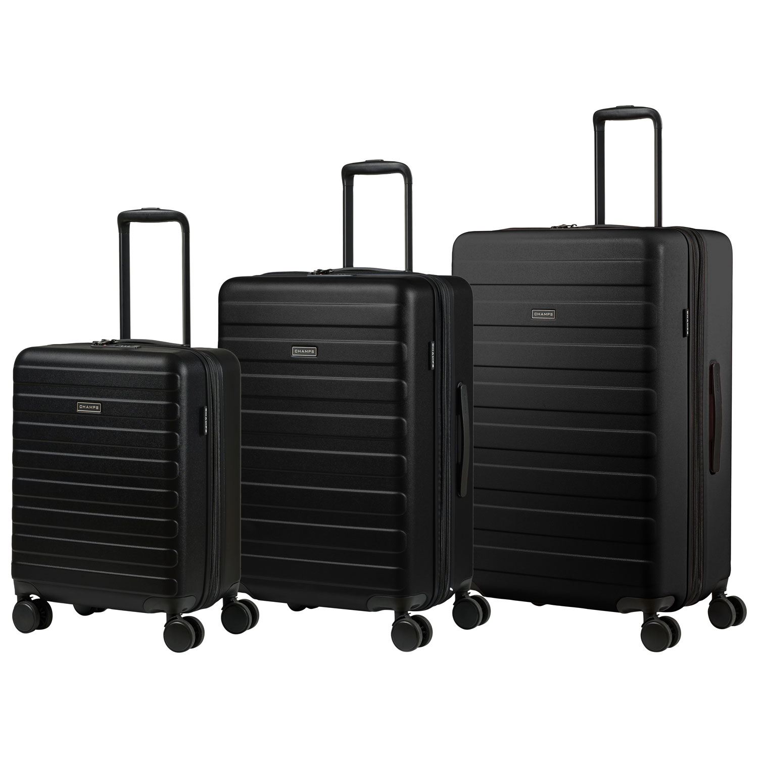 Champs Fire Collection 3-Piece Hard Side Expandable Luggage Set - Black