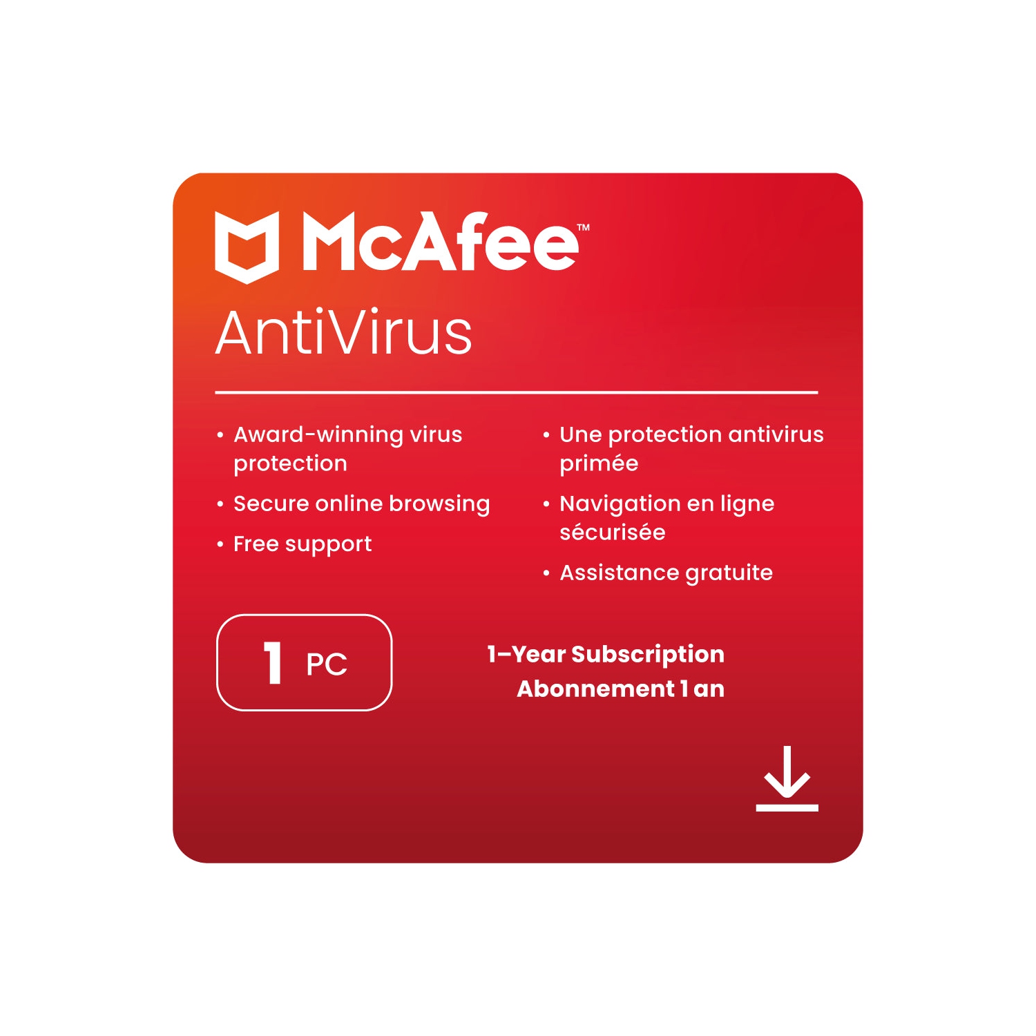 McAfee Antivirus Software (1 PC 1 Year English) - Digital Download