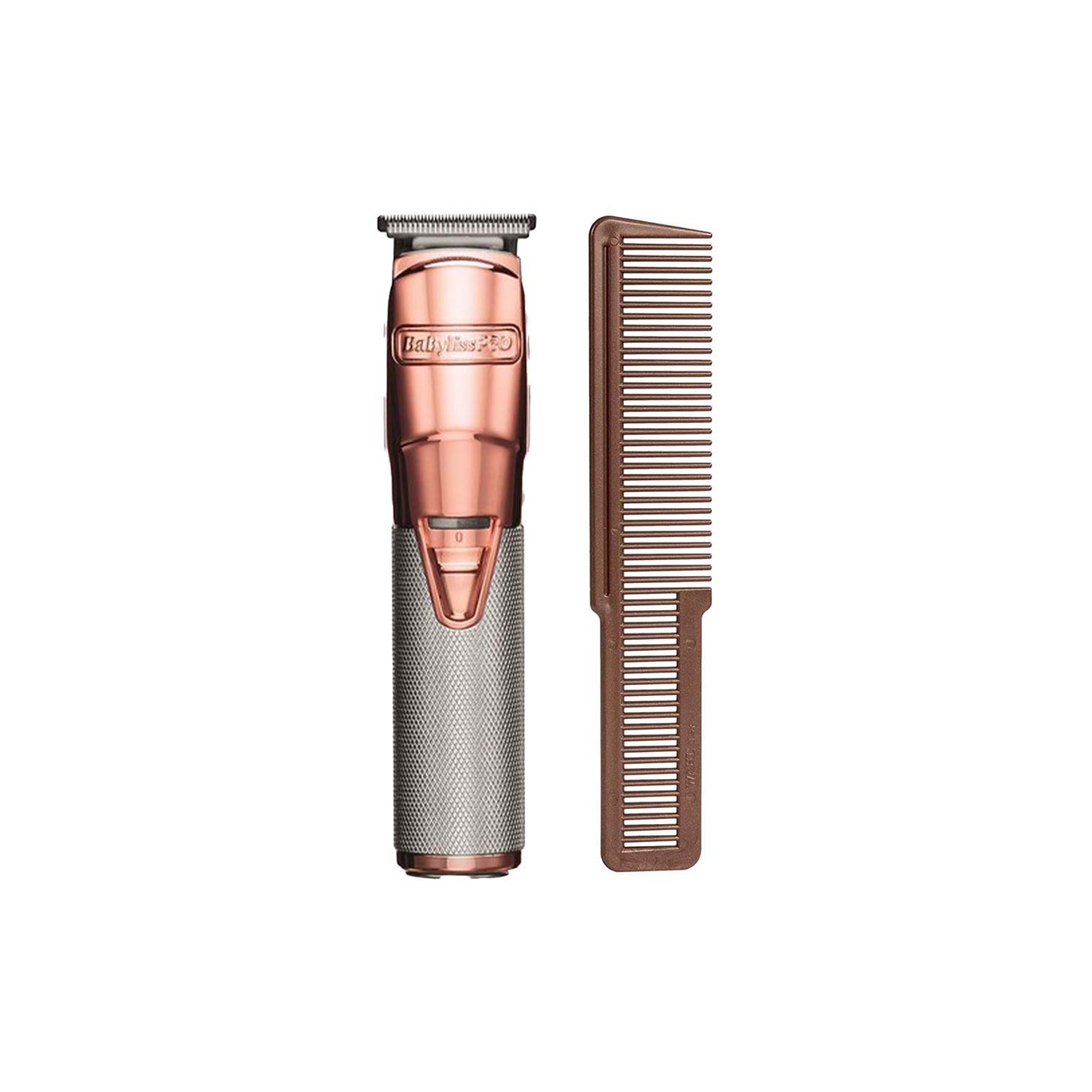 Babyliss Pro Cordless Metal Lithium Trimmer Rose Gold and Wahl Comb - Burgundy