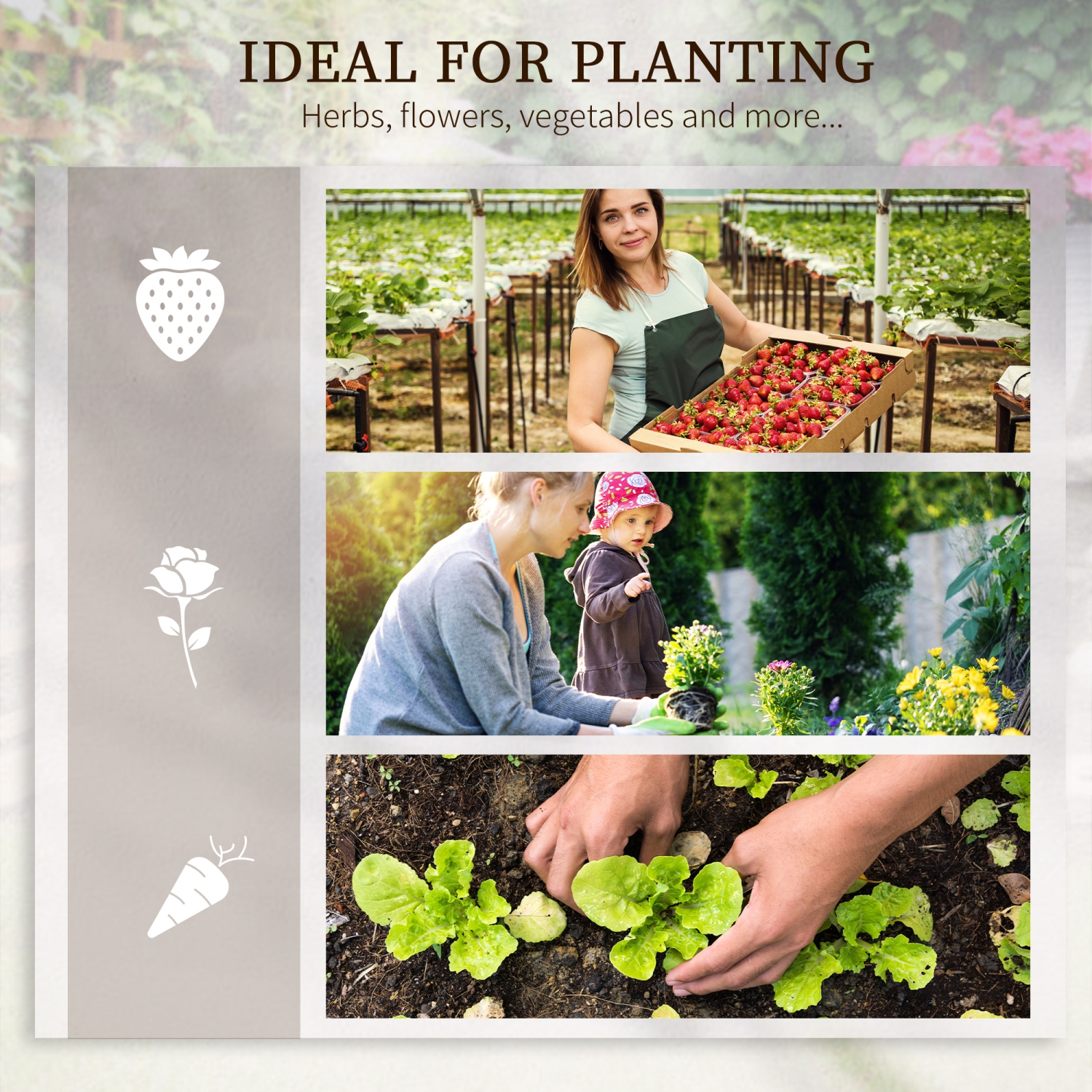 Bac de jardin surélevé Outsunny de 8 x 8&nbsp;pi, ensemble de 5 grands jardinières en acier pour plantes d'extérieur, légumes, fleurs, herbes,