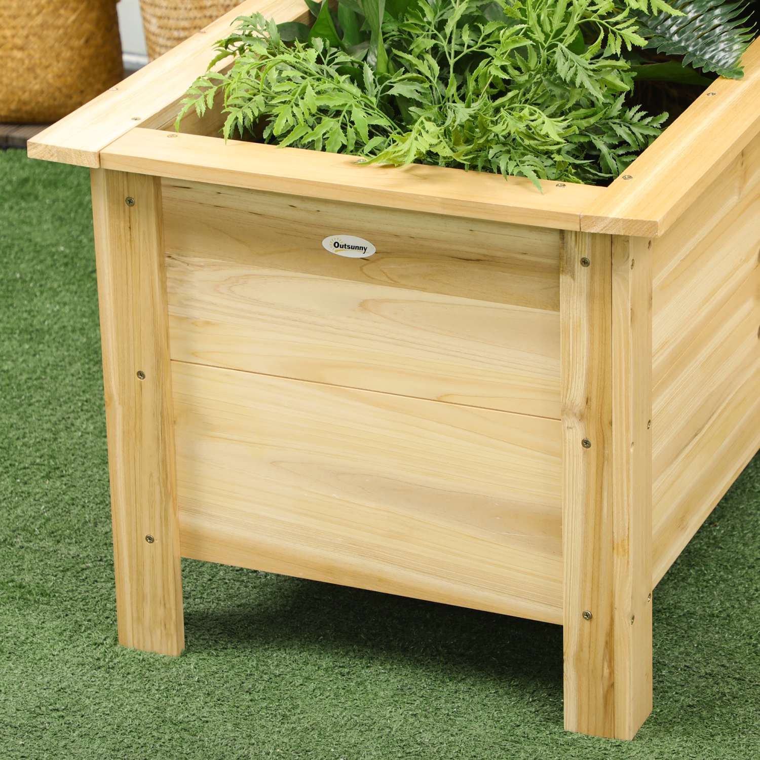 Outsunny Raised Garden Bed, 47.2" x 47.2" x 19.7" Wooden Elevated Planter Box Outdoor with Legs, for Vegetables, Flowers, Herbs, L-shaped, Natural