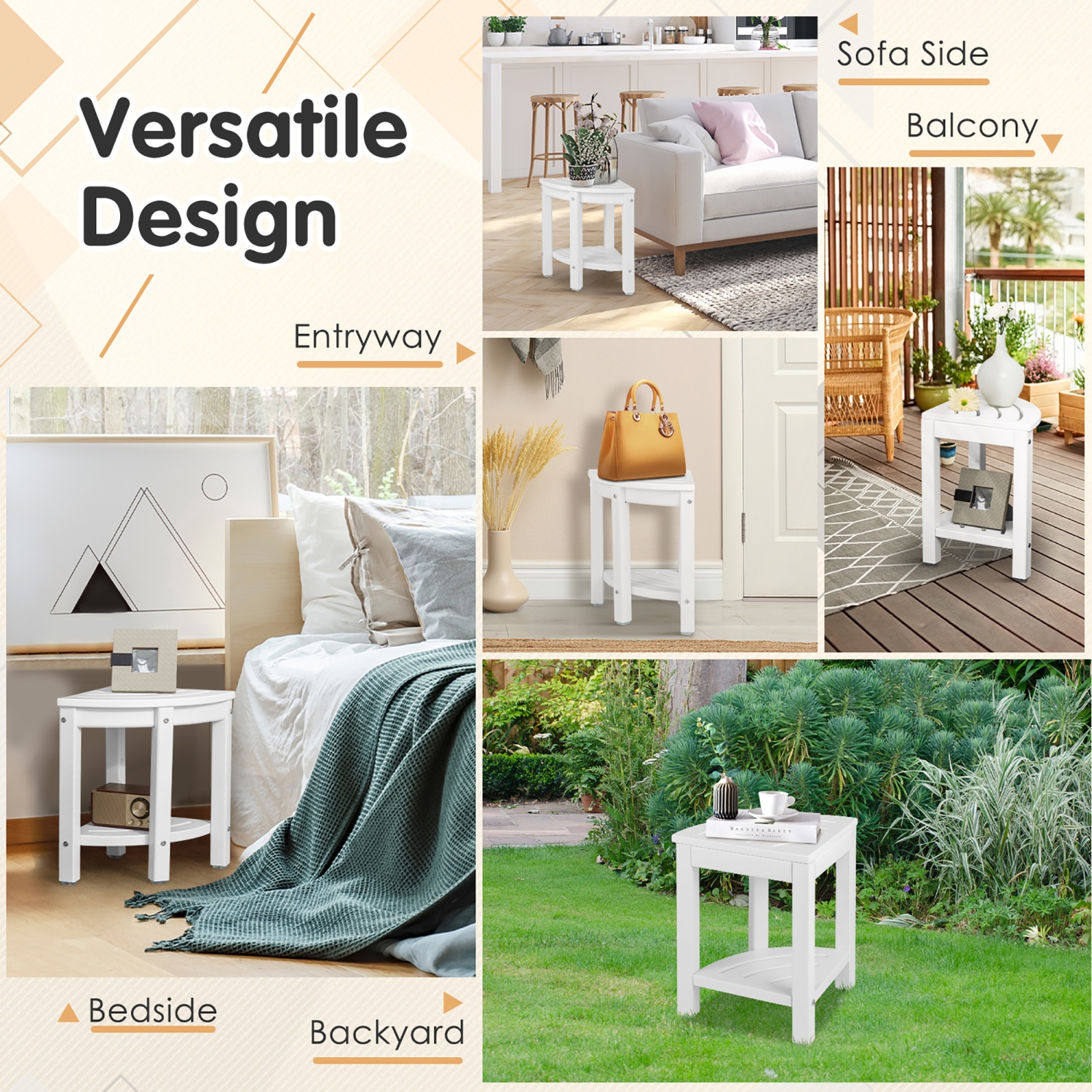 Gymax 2-Tier Corner Shower Bench Stool Waterproof Bathroom Stool Heavy Duty w/ Shelf