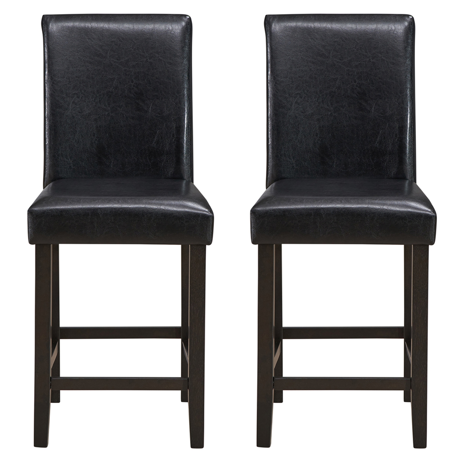 Gymax Set of 2 Bar Stools 25inch Counter Height Barstool Pub Chair w/Rubber Wood Legs