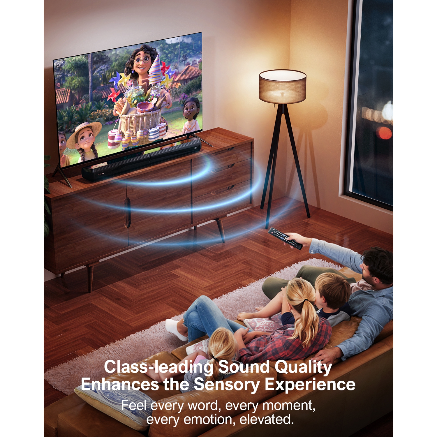 Barre de son amovible 2-en-1 Apollo S40 d'ULTIMEA, Bluetooth 5,3, 3 modes d'égalisation, barre de son avec basses réglables, ARC/optique/auxiliaire,