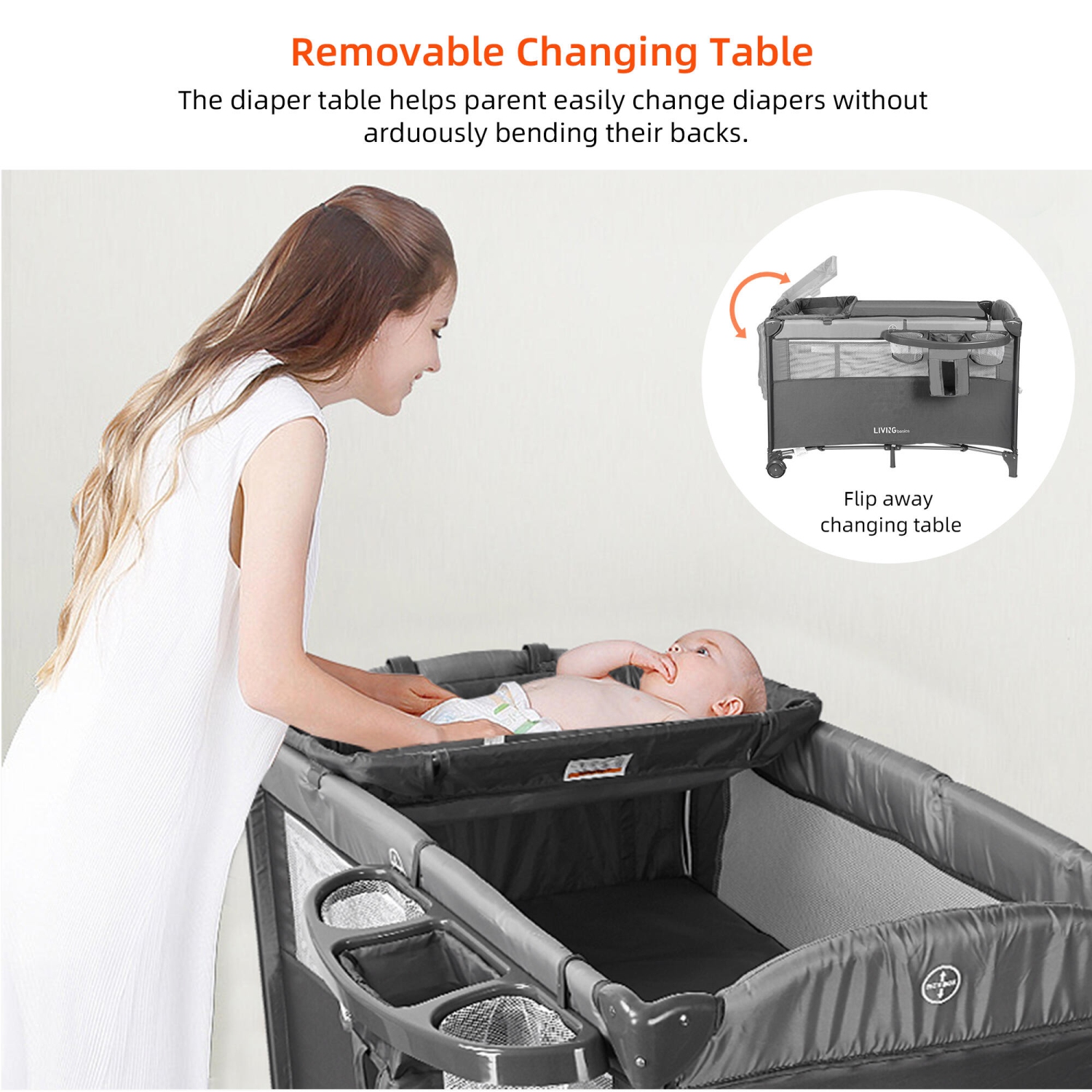 Bassinet flips shop to changing table