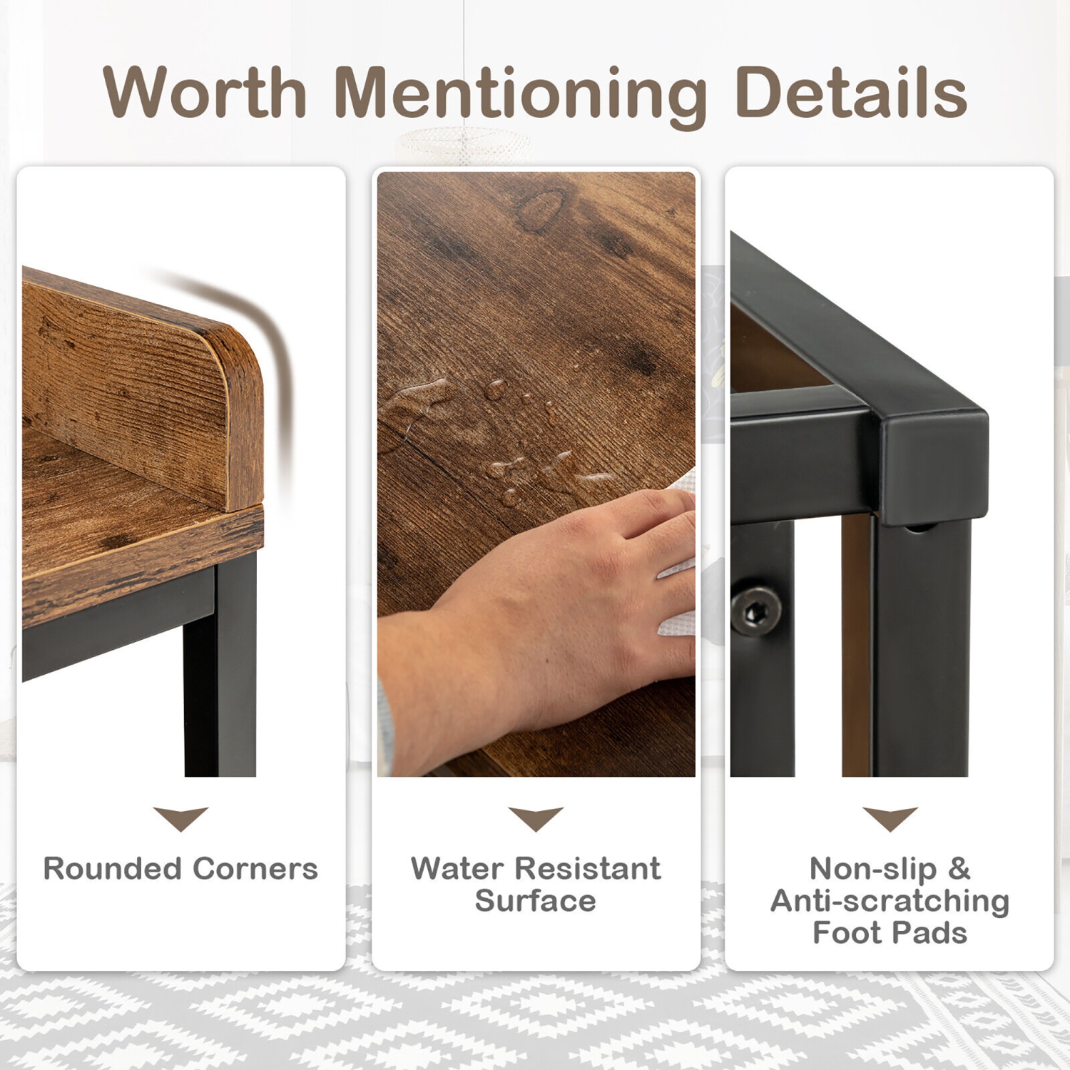 Gymax Nightstand Side End Sofa Table w/ Drawer Metal Frame for Living Room Bedroom