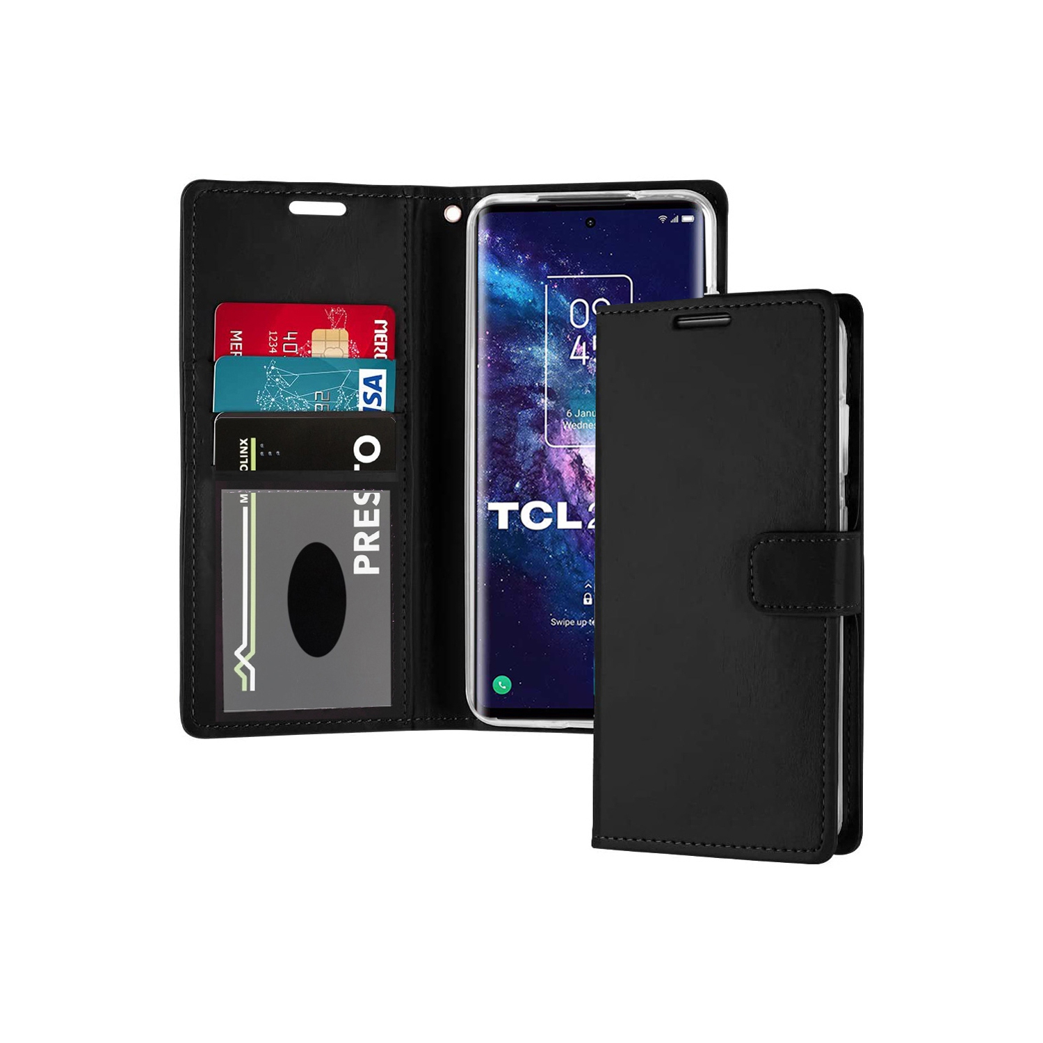 XCRS Folio Magnetic Wallet Cover, PU Leather Pouch with Card Slot and Stand Case for TCL 20 PRO 5G (6.67 inches) 2021