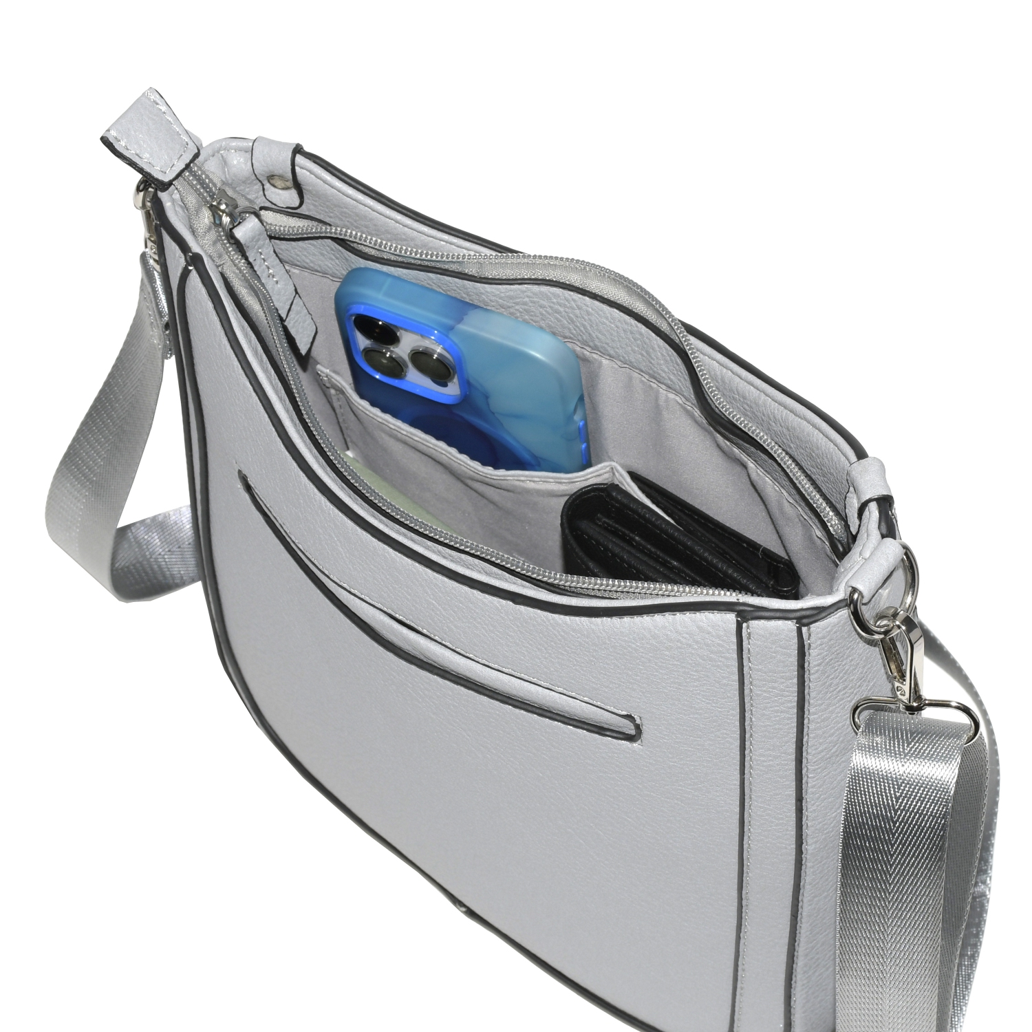 NICCI Crossbody Bag with Web Strap Grey