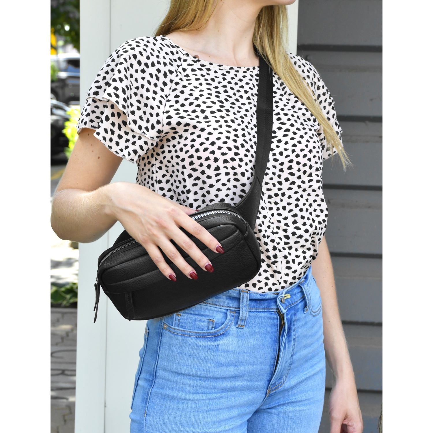 NICCI Waist Bag with Web Strap Light Grey