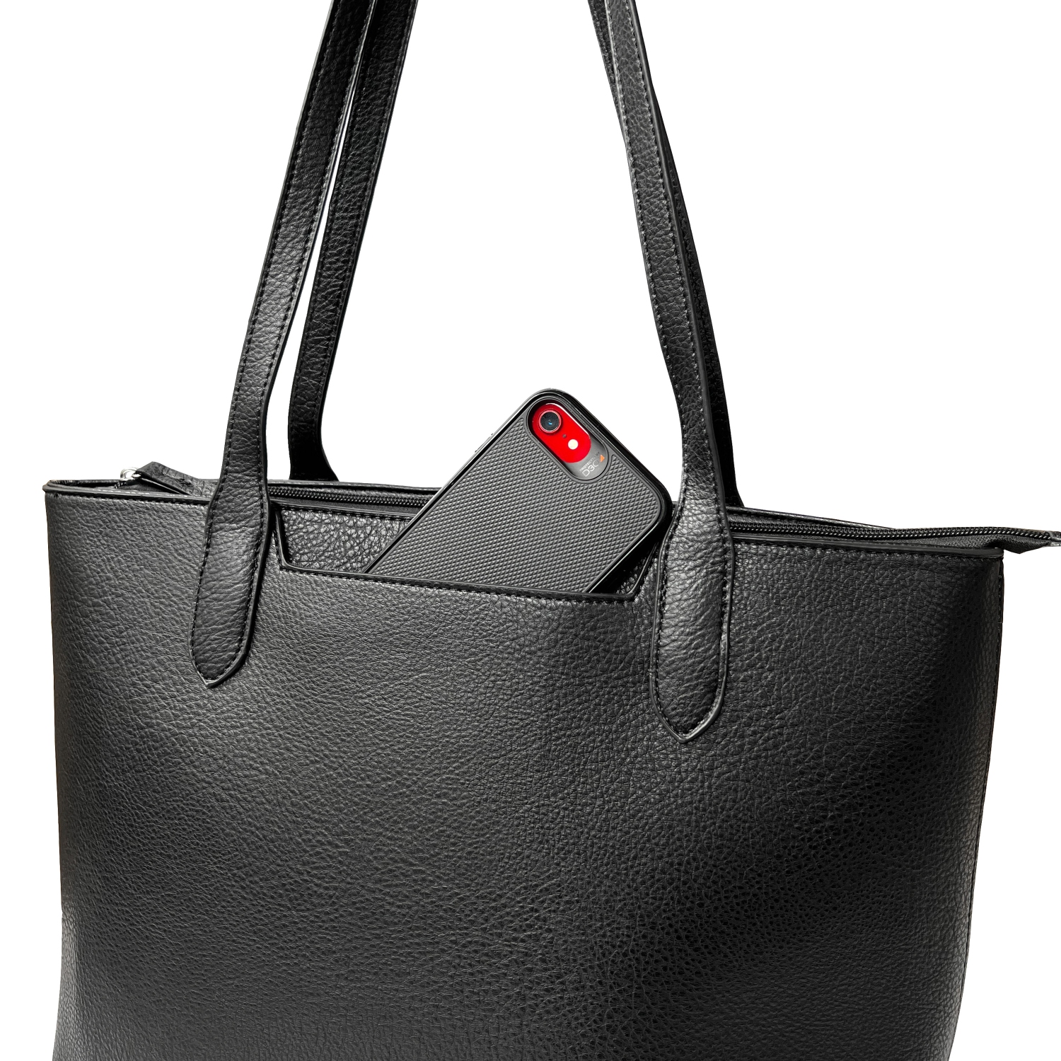 NICCI Tote Bag with Slit Pocket Black