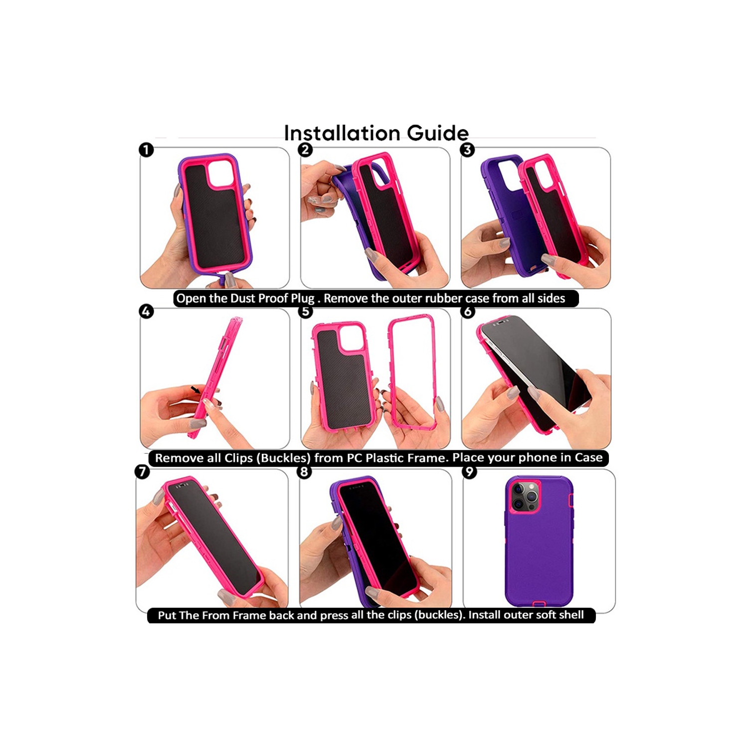 XCRS Heavy Duty Triple Layer Cover avec étui de protection antichoc pour Samsung Galaxy S23 2023