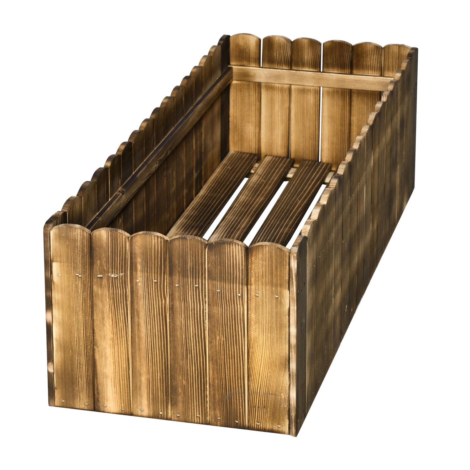 Outsunny 40" x 16" x 12" Raised Garden Bed, Raised Planter Box, Wooden Planter Raised Bed with Drainage Holes, Carbonized Natural