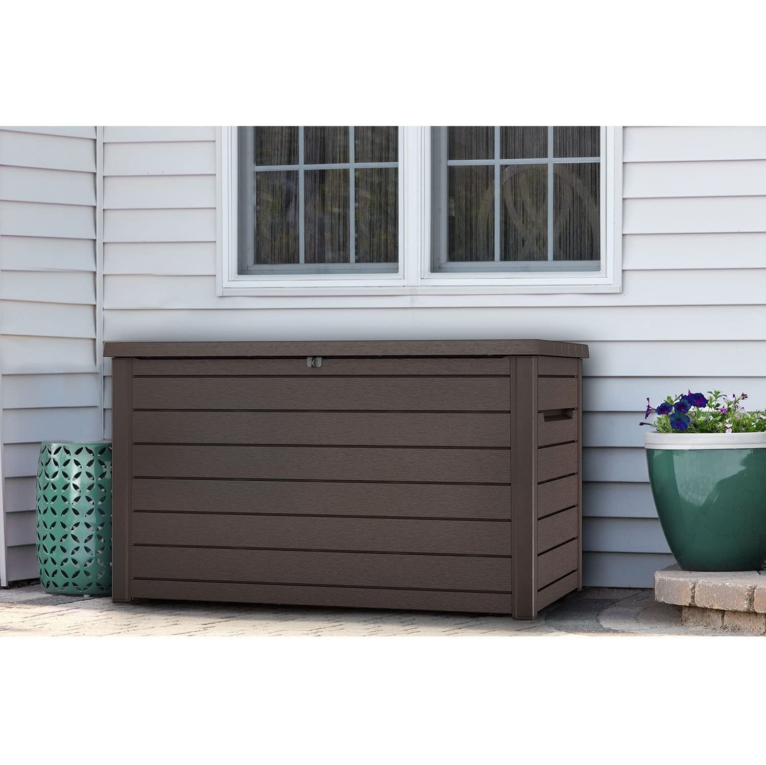 Keter XXL 230 Gallon Plastic Deck Storage Container Box Outdoor Patio Garden Furniture 53.6 W x 28.8 D x 30.6 H inches - Plastic Resin