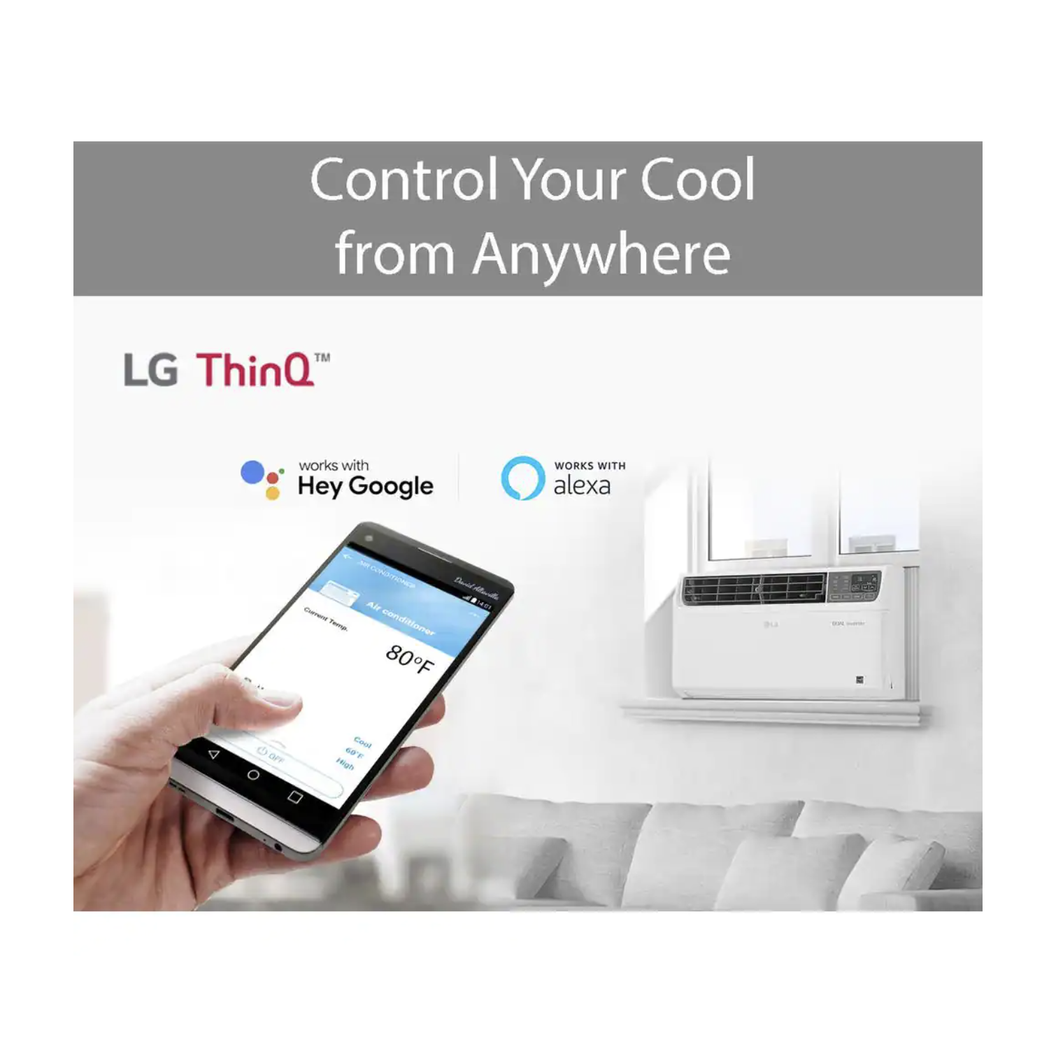 LG 8000 BTU Dual Inverter Smart Window Air Climatiner, refroidisse 350 pieds carrés, ultra silencieux, 35% d'économies d'énergie, fonctionne a/