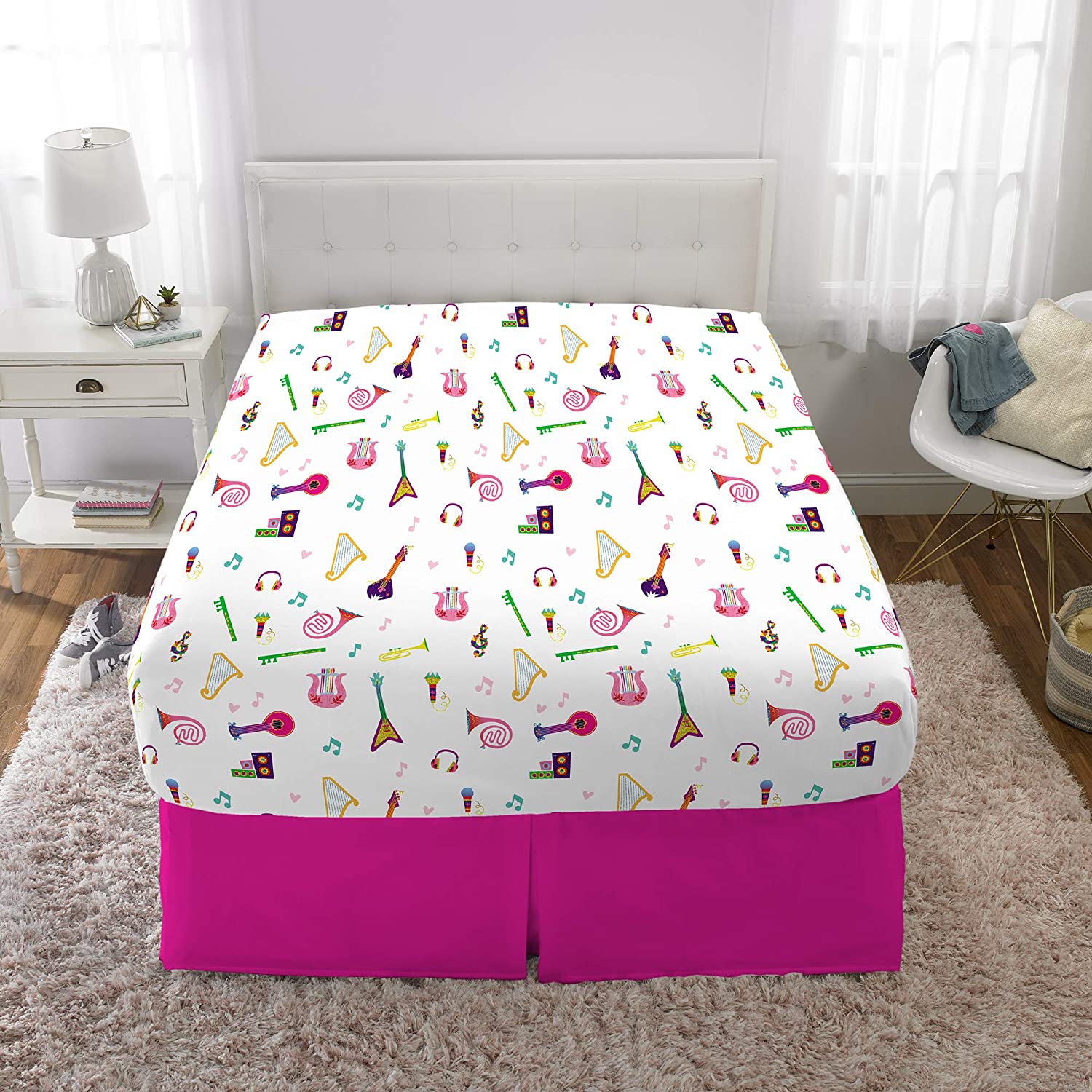 Trolls World Tour - Ensemble de draps Find Your Beat pour enfants - Ensemble de literie double multicolore à imprimé amoureux pour enfants - 4 pièces