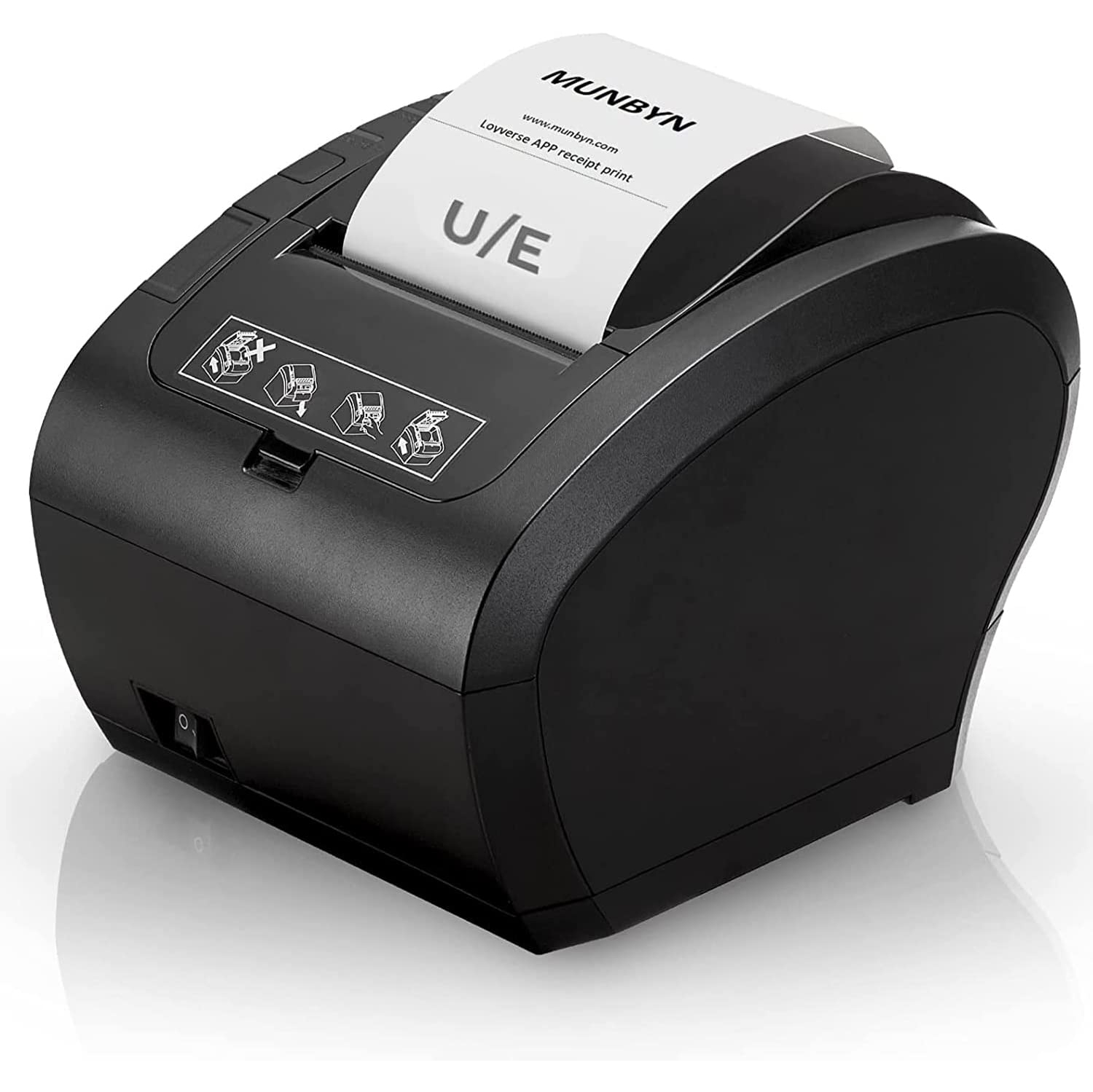 Boîte ouverte – imprimante de reçus MUNBYN 80 mm avec port Ethernet USB, imprimante de point de vente thermique avec coupe-papier automatique