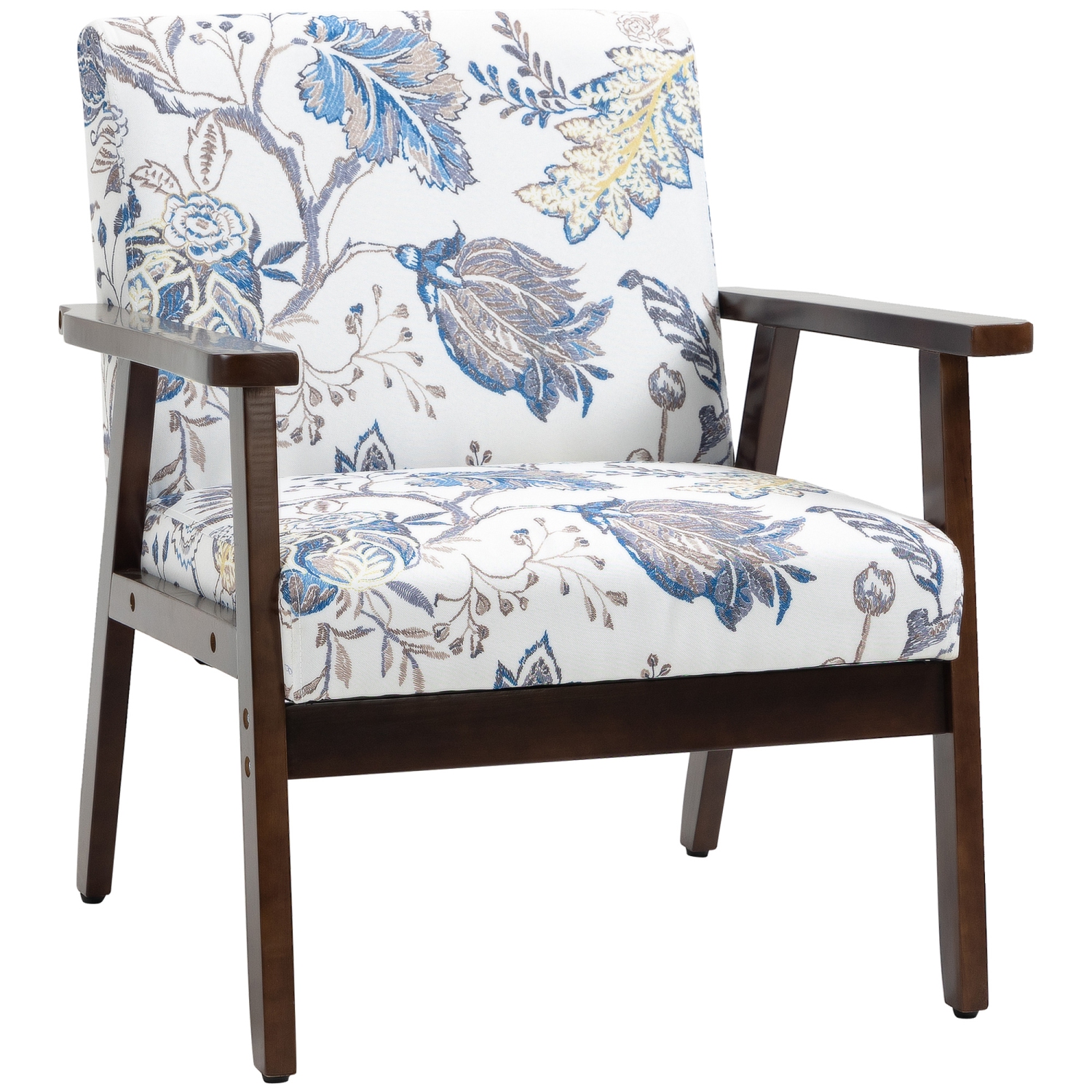 Chaises d’appoint modernes avec siège rembourré HOMCOM, fauteuils rembourrés d’aspect lin pour chambre à coucher, fauteuil salon avec accoudoirs et